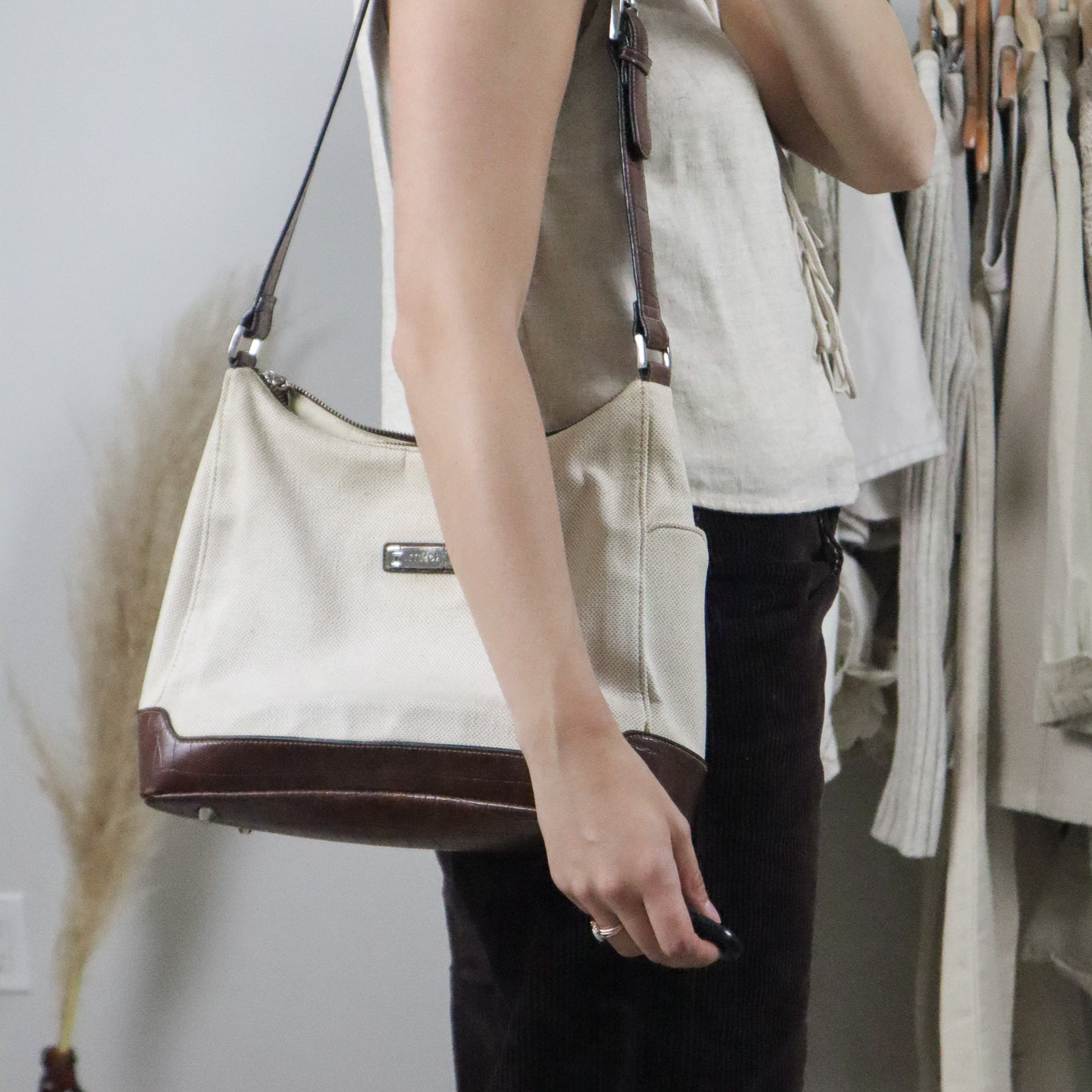 Vintage x Fabric & Faux Leather Purse