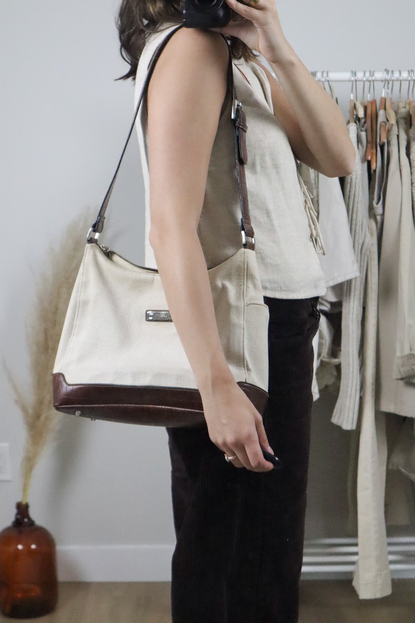 Vintage x Fabric & Faux Leather Purse
