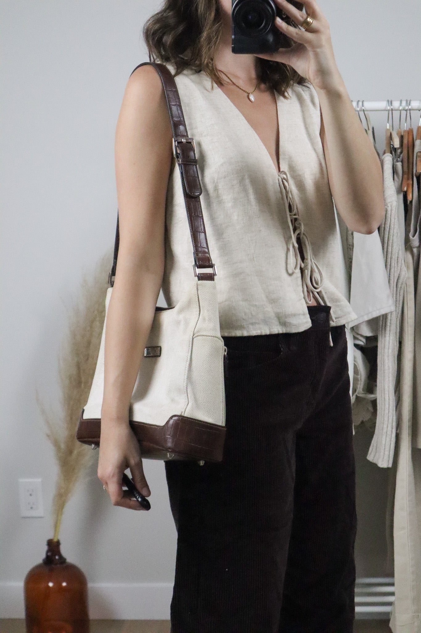 Vintage x Fabric & Faux Leather Purse