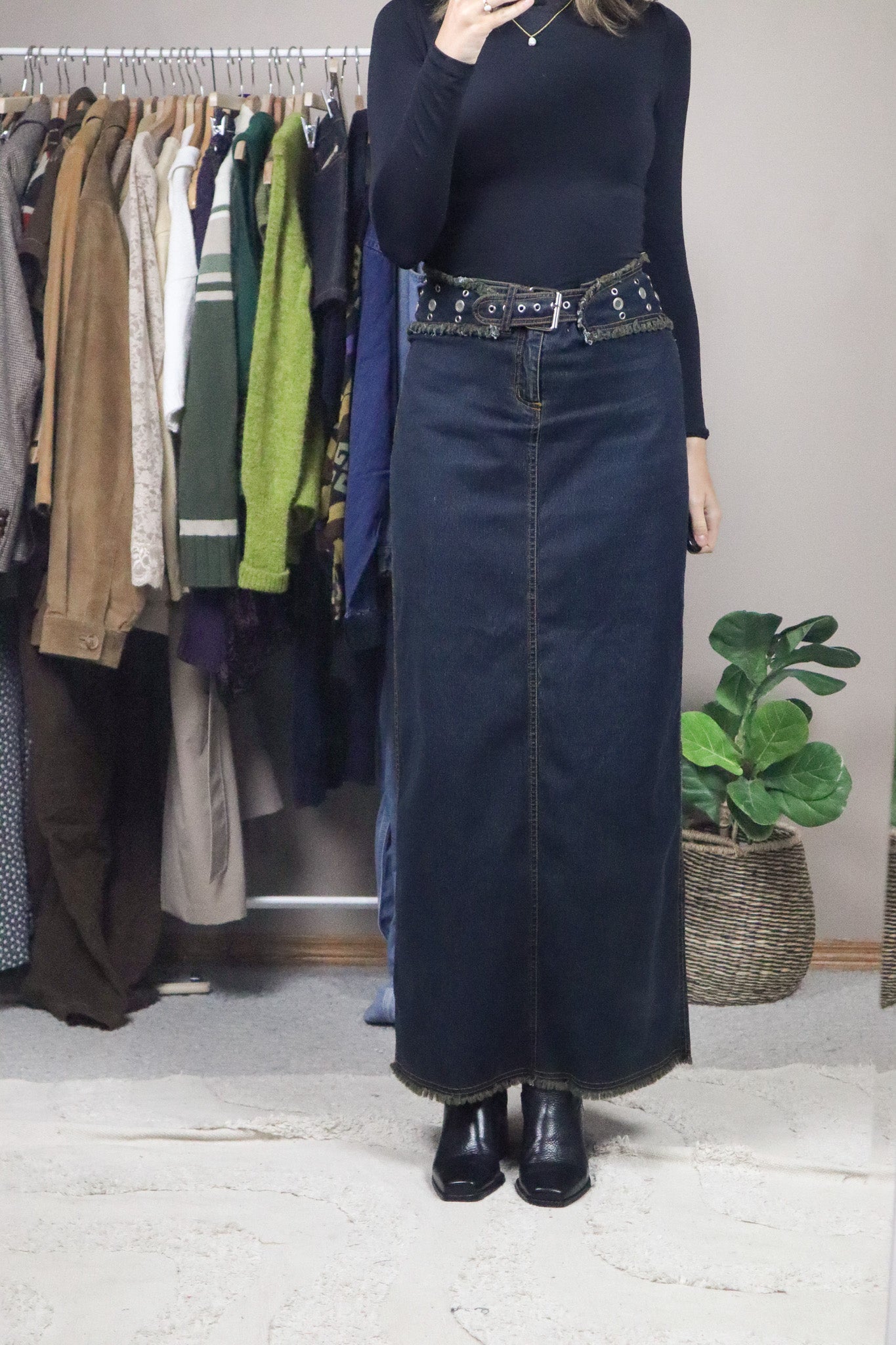 Vintage x Denim Belted Skirt (31)