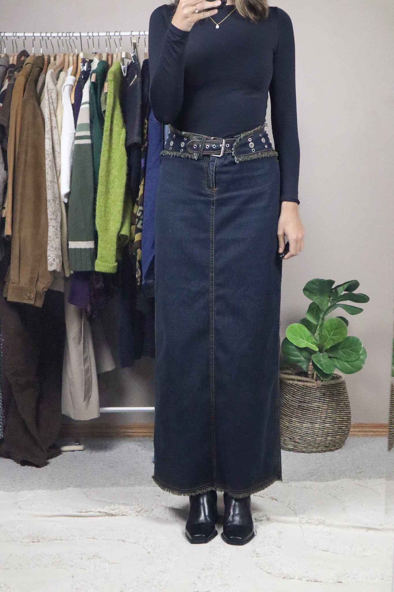 Vintage x Denim Belted Skirt (31)