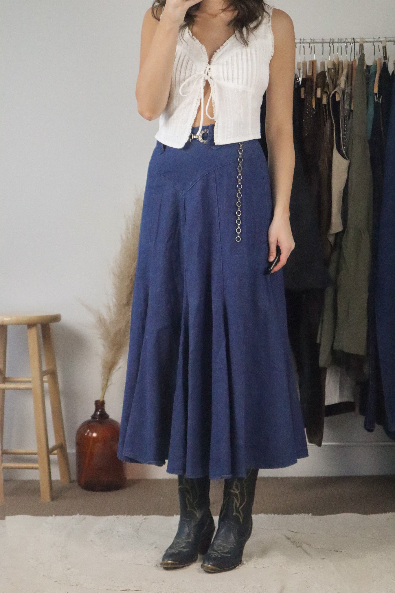 Made in USA x Vintage x Denim Maxi Skirt (2/4)