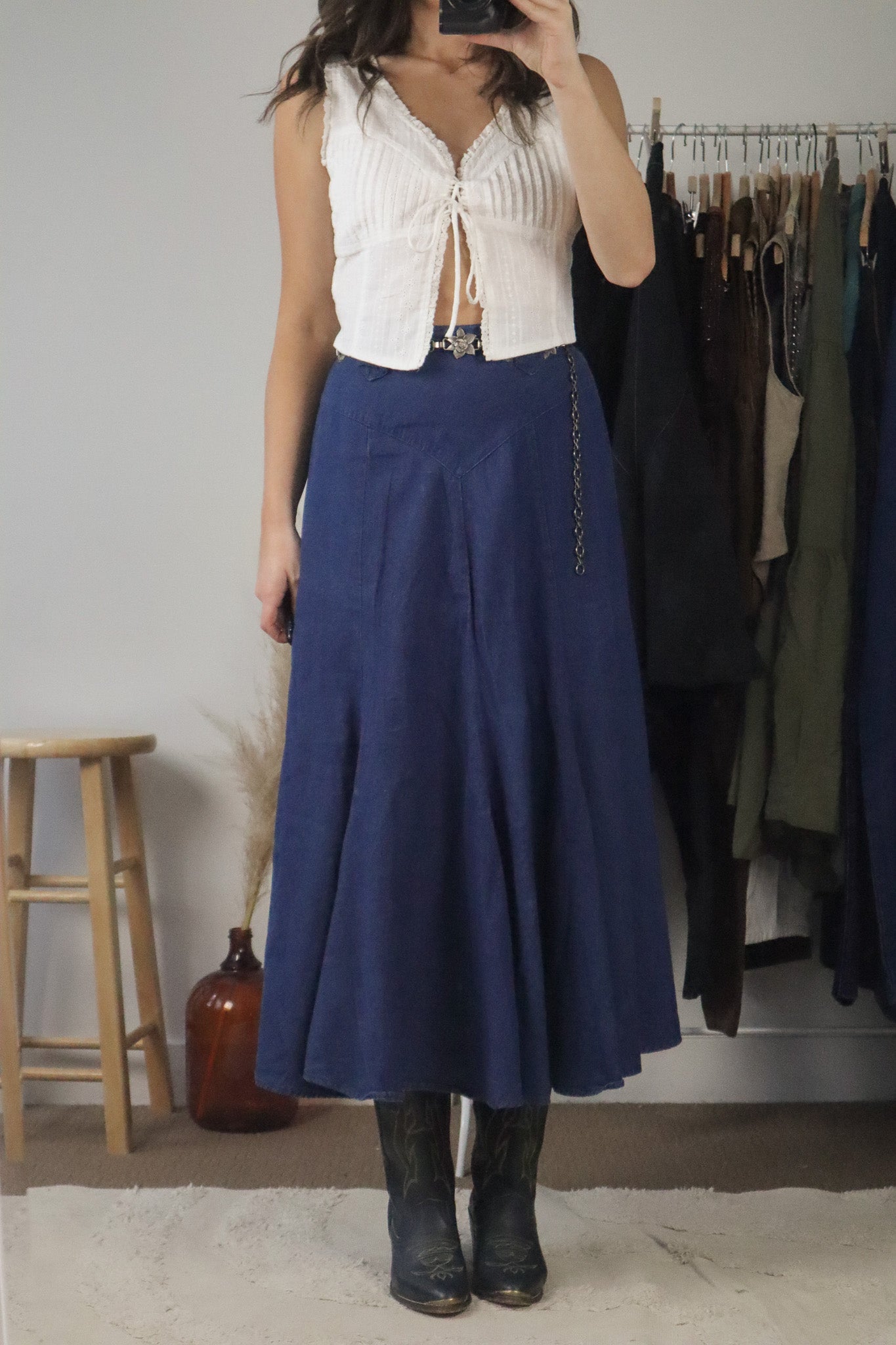 Made in USA x Vintage x Denim Maxi Skirt (2/4)