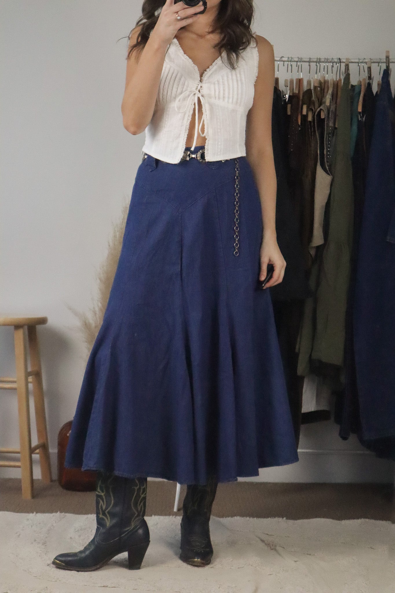 Made in USA x Vintage x Denim Maxi Skirt (2/4)