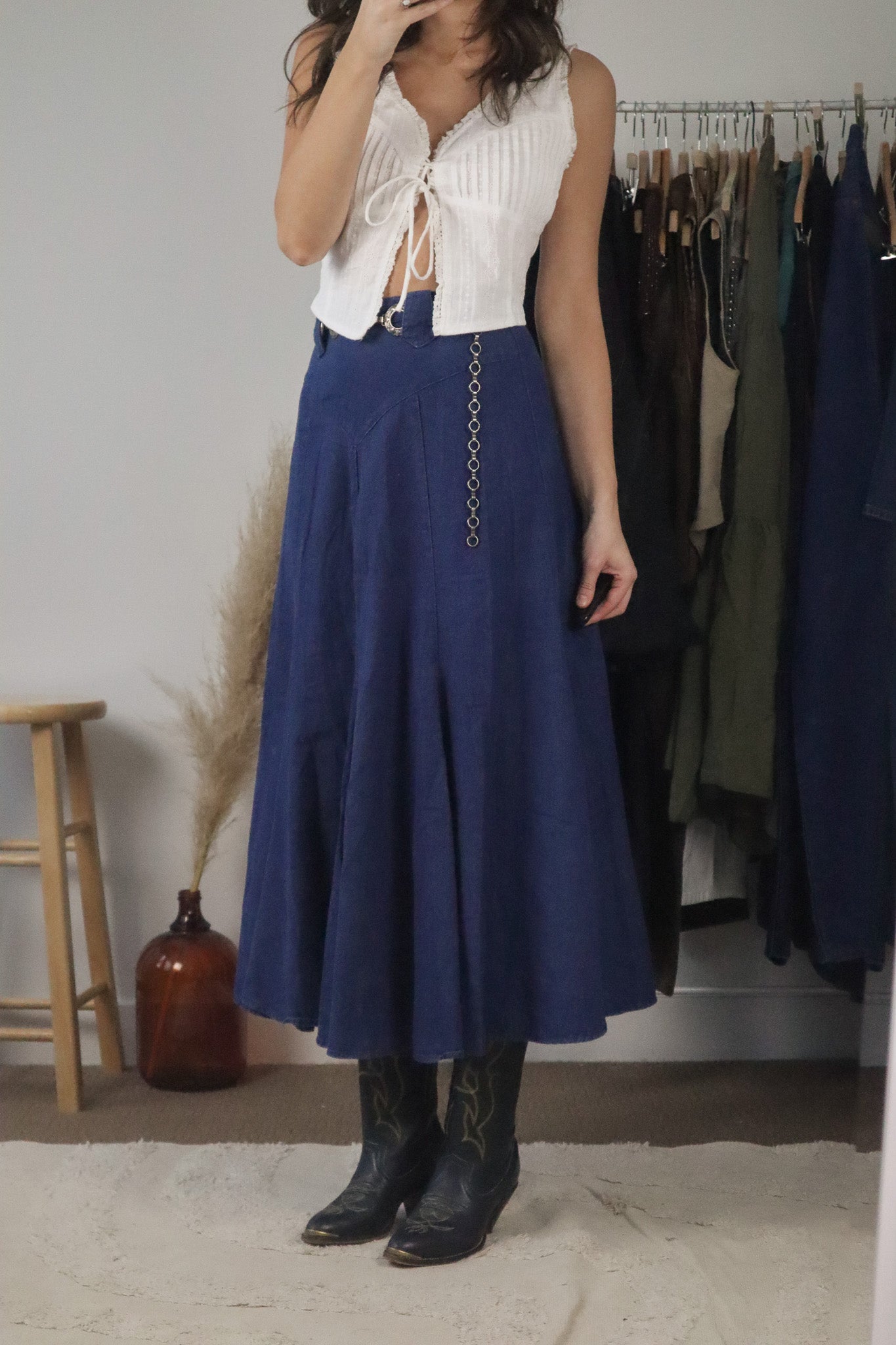 Made in USA x Vintage x Denim Maxi Skirt (2/4)