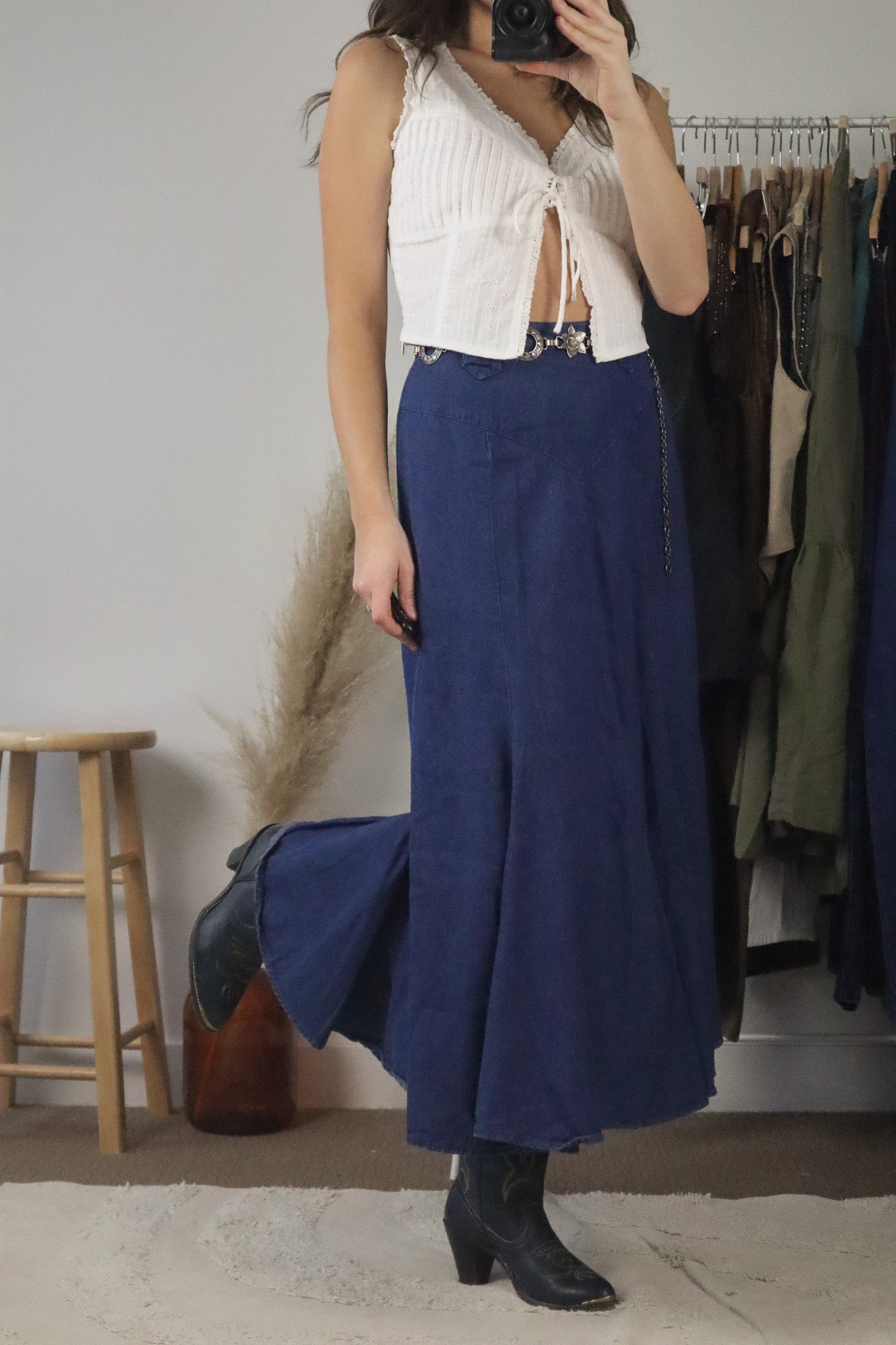 Made in USA x Vintage x Denim Maxi Skirt (2/4)