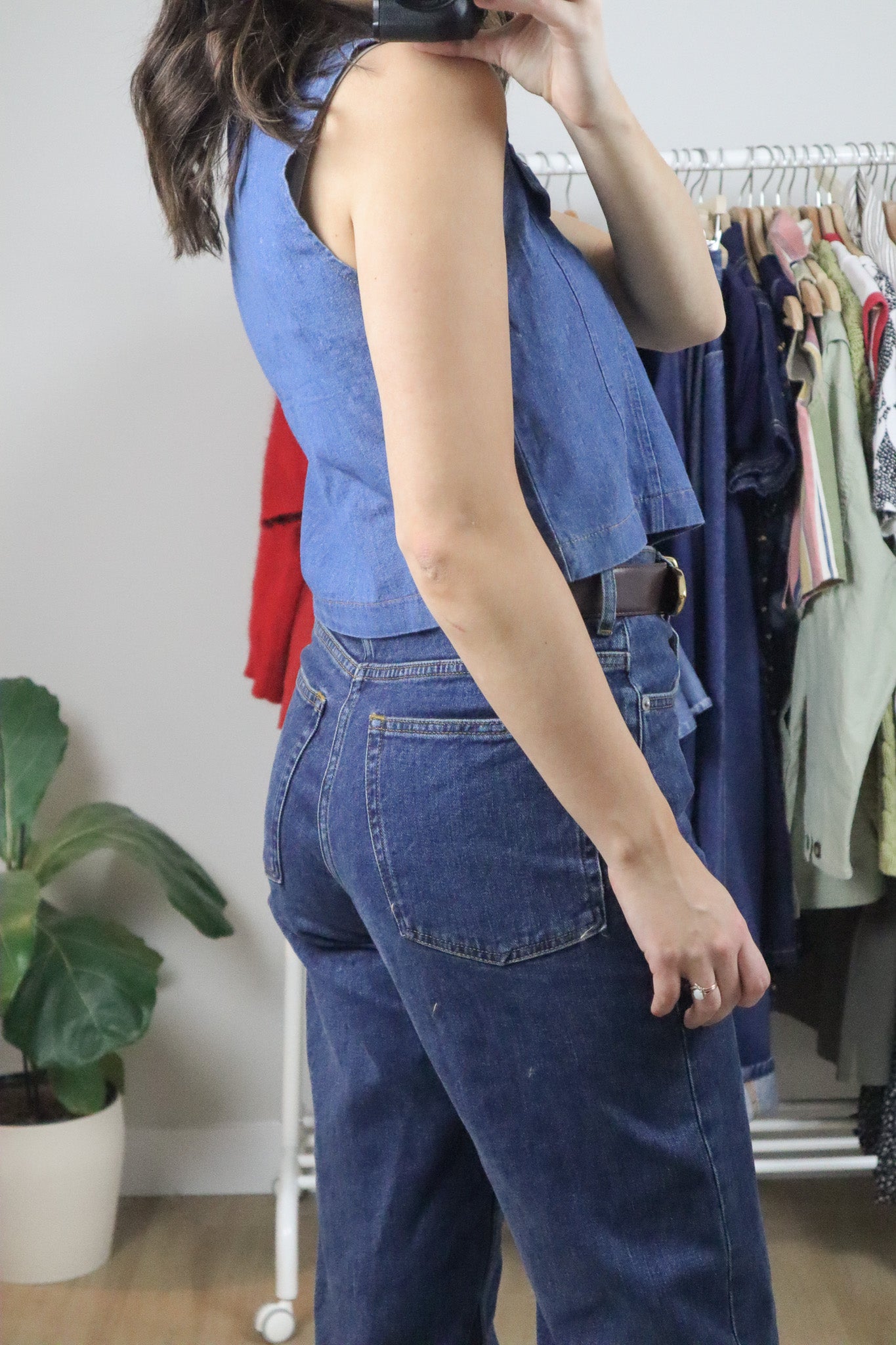 Deadstock x Vintage x Denim Embroidered Crop Blouse (S)