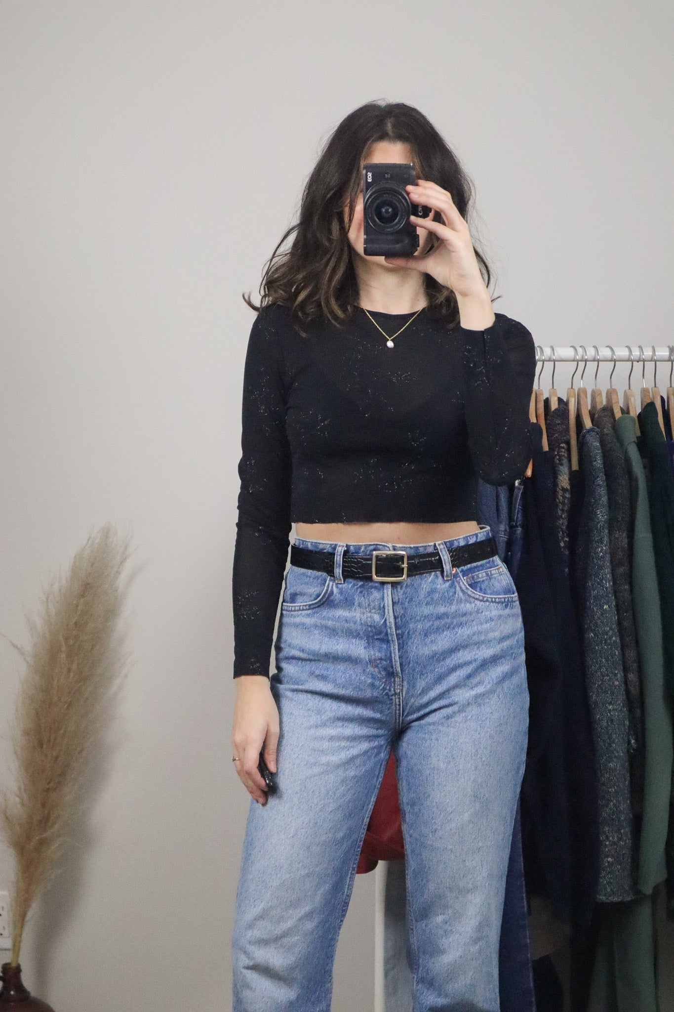 Modern x Mesh Glitter Crop Top (S)