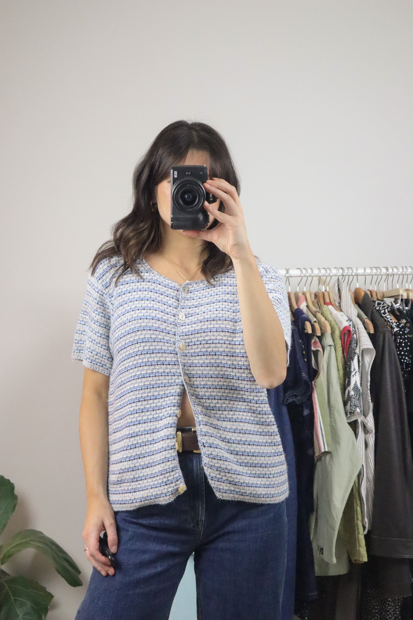 Made in USA x Vintage x Textured Short Sleeve Knit (L)