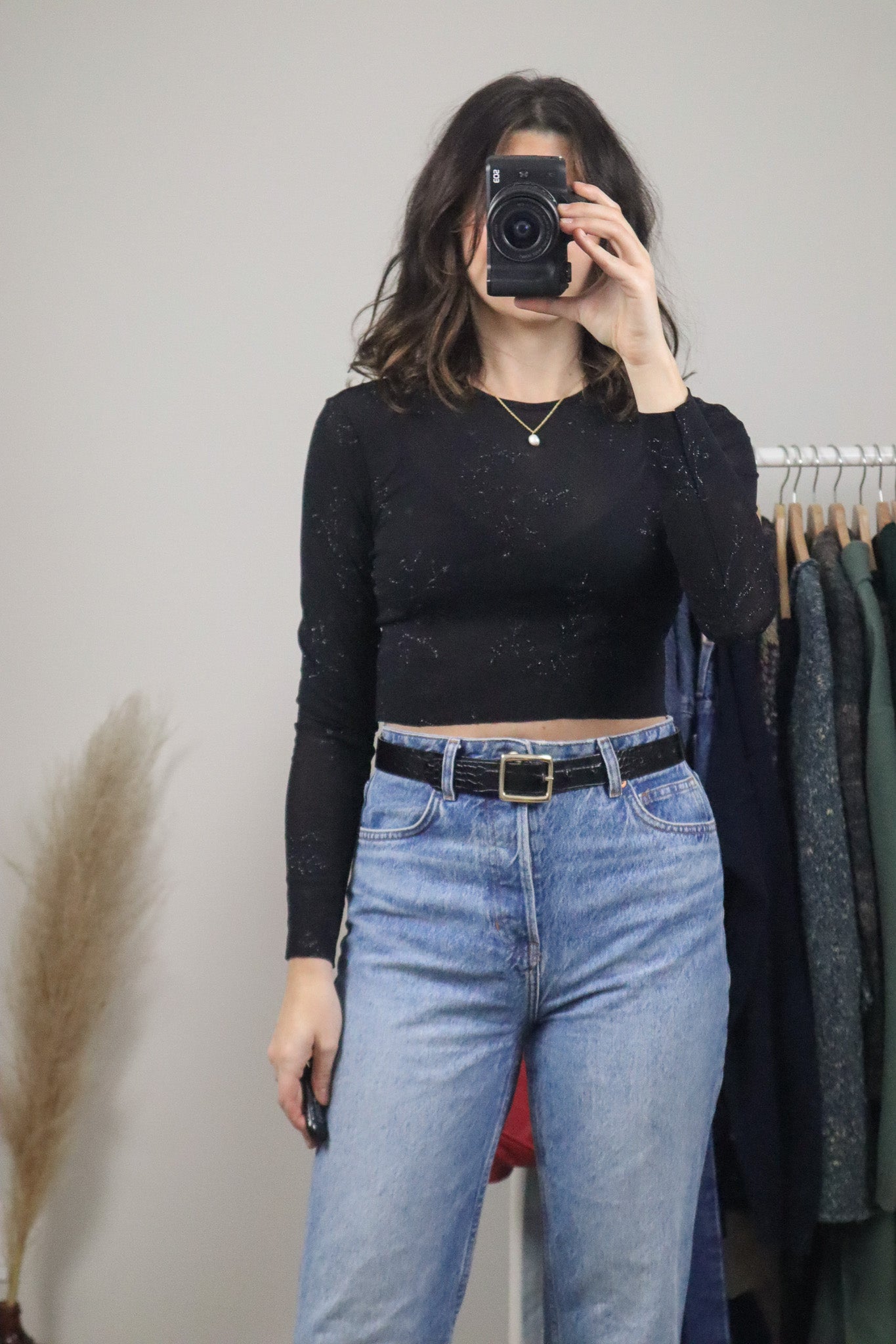 Modern x Mesh Glitter Crop Top (S)