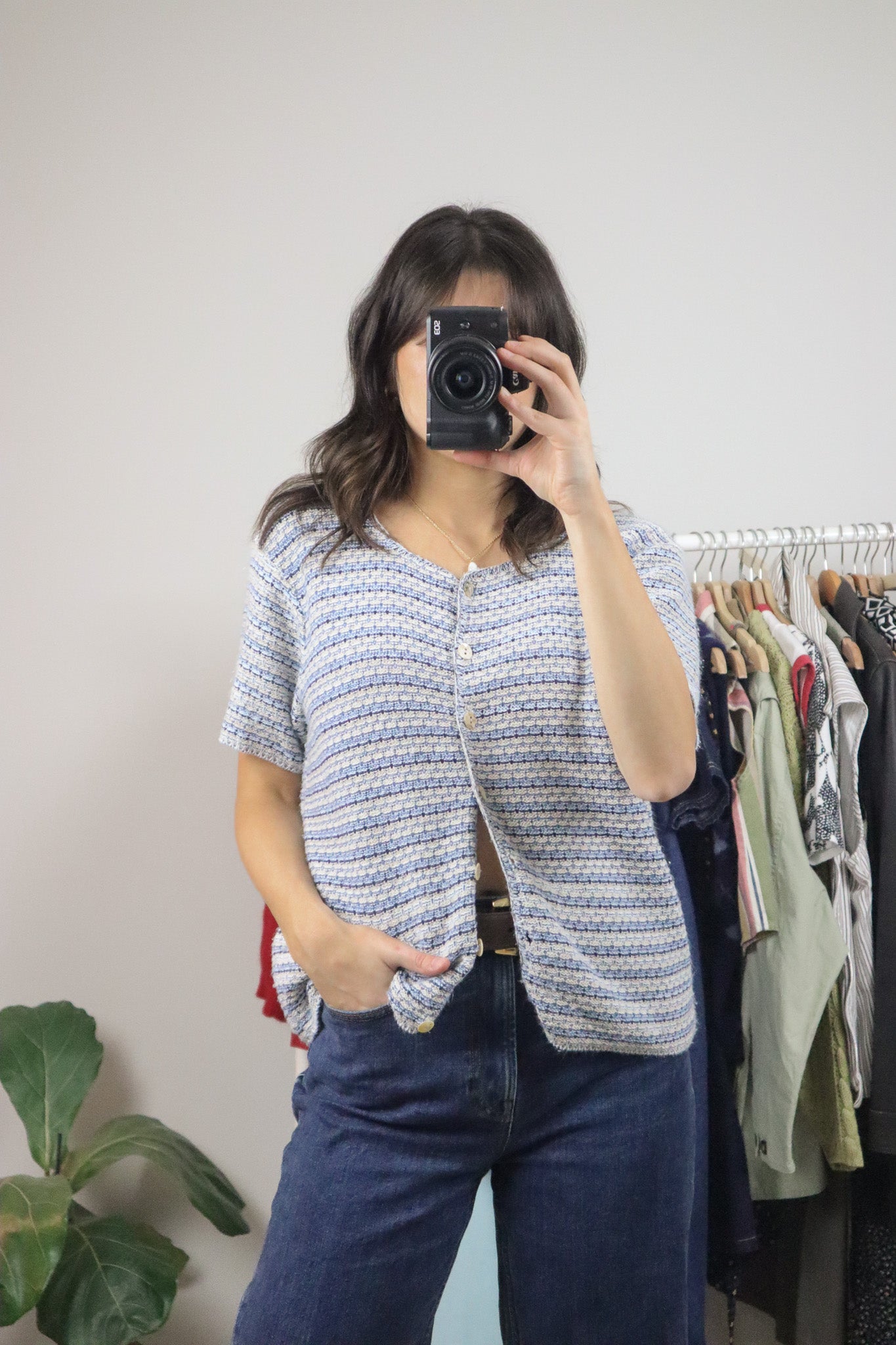 Made in USA x Vintage x Textured Short Sleeve Knit (L)
