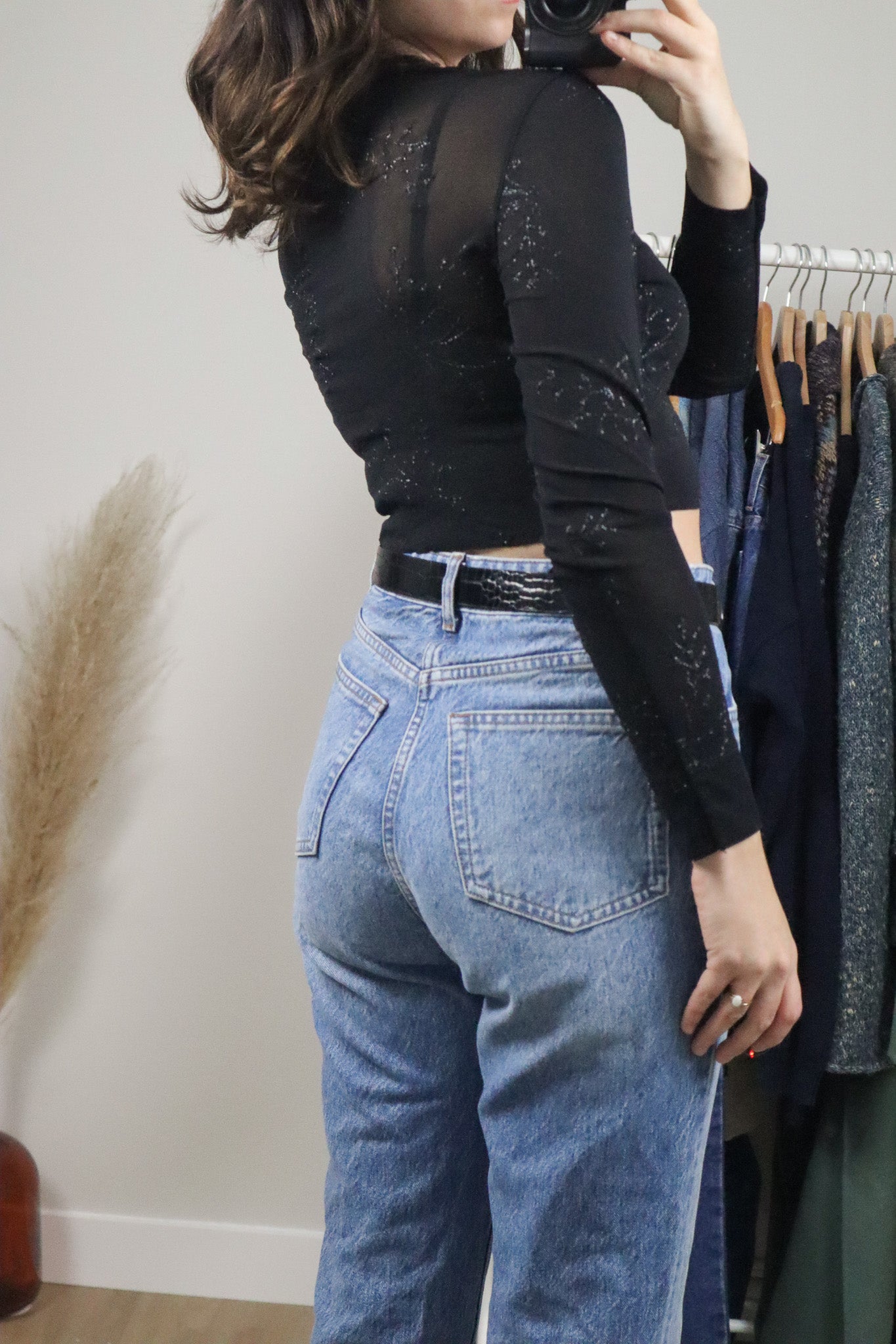 Modern x Mesh Glitter Crop Top (S)