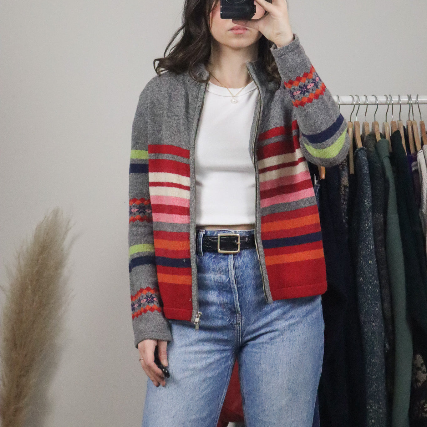 Vintage x Lambswool Blend Zip Up (S/M)