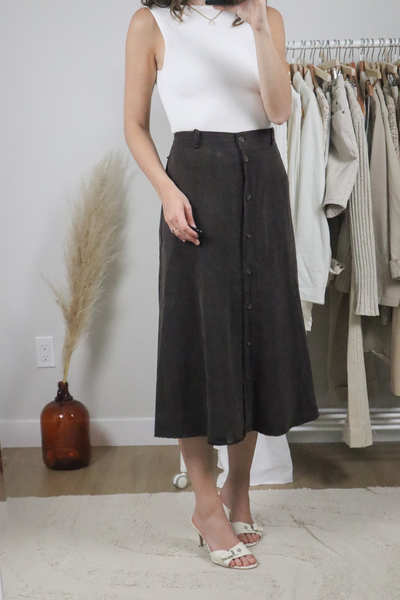 Made in USA x Vintage x Button Maxi Skirt (L)