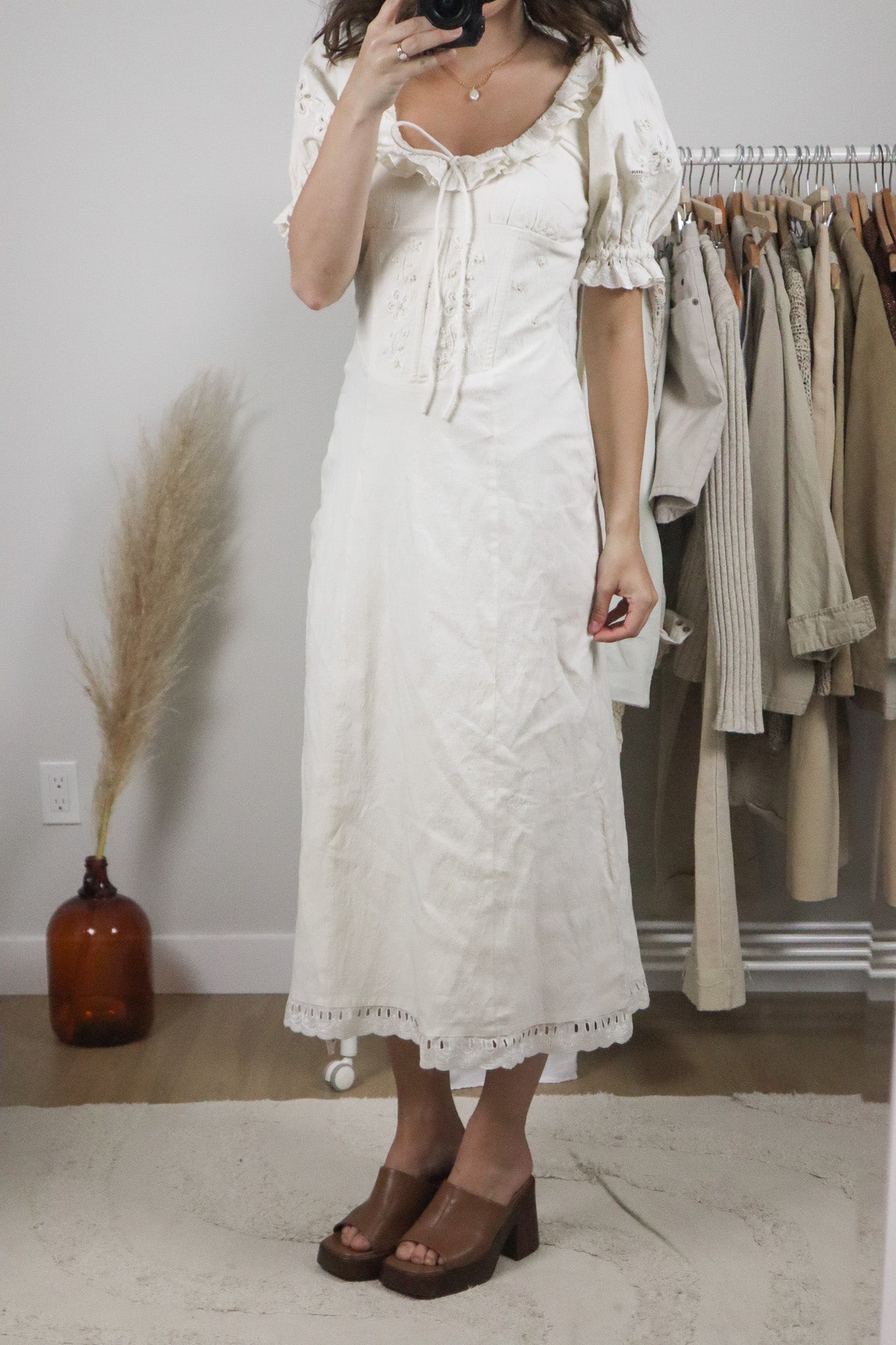 NWT x For Love & Lemons x Cotton/Linen Beaded Corset Maxi Dress (S)