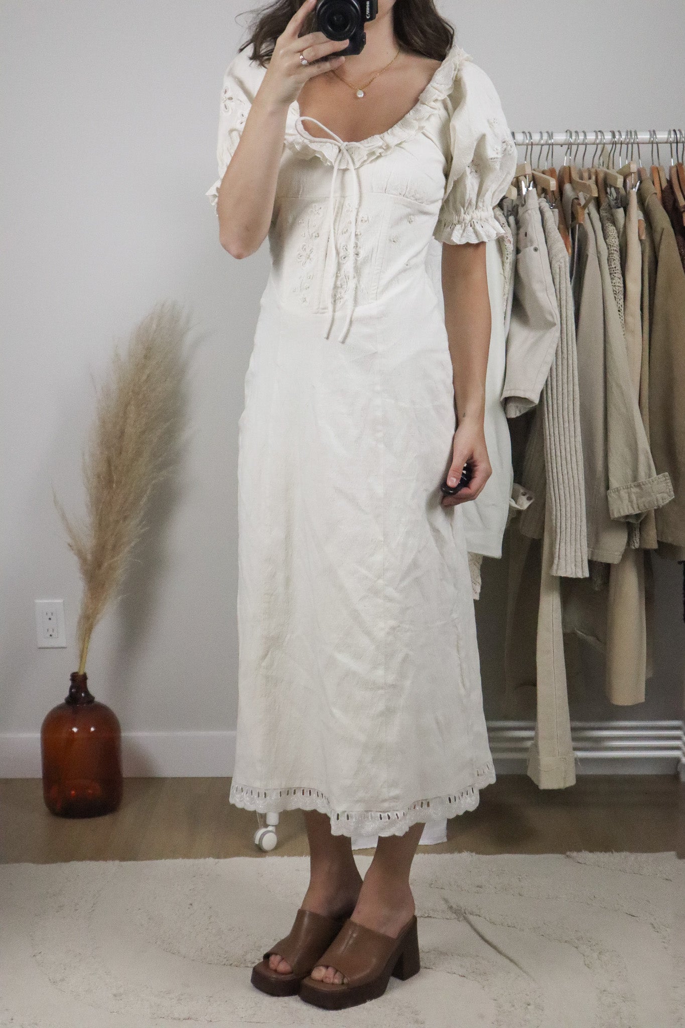 NWT x For Love & Lemons x Cotton/Linen Beaded Corset Maxi Dress (S)