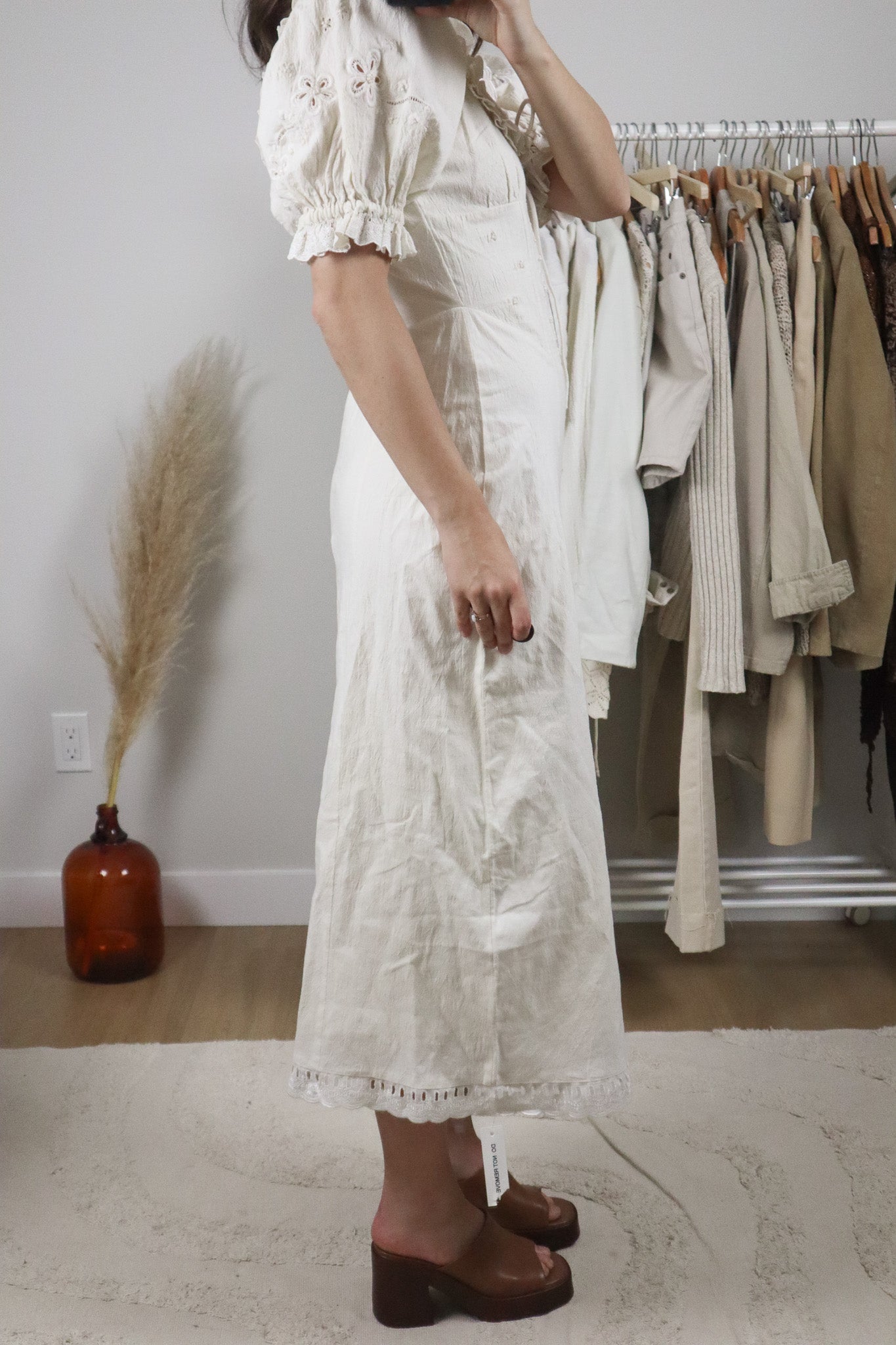 NWT x For Love & Lemons x Cotton/Linen Beaded Corset Maxi Dress (S)