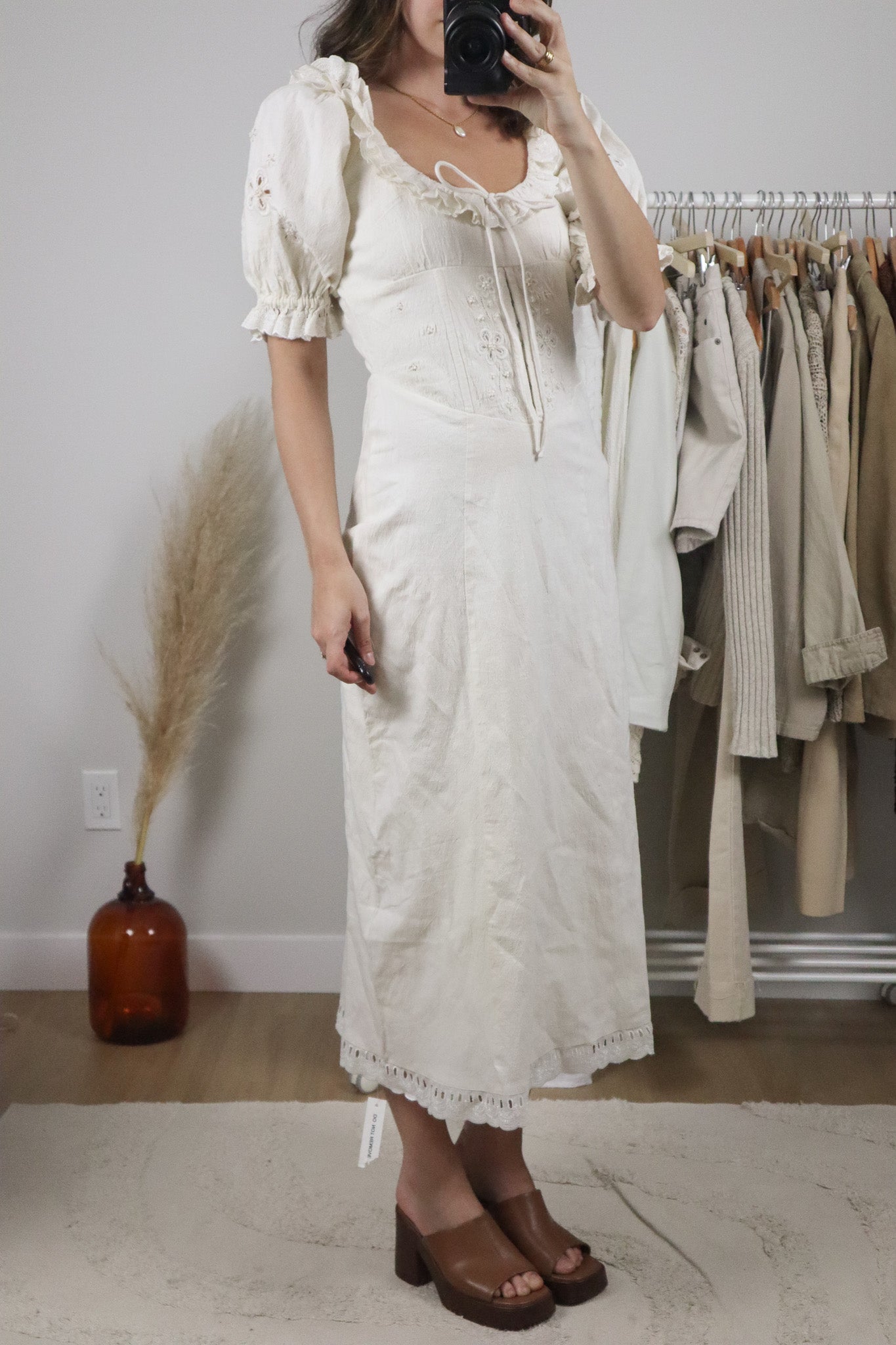 NWT x For Love & Lemons x Cotton/Linen Beaded Corset Maxi Dress (S)
