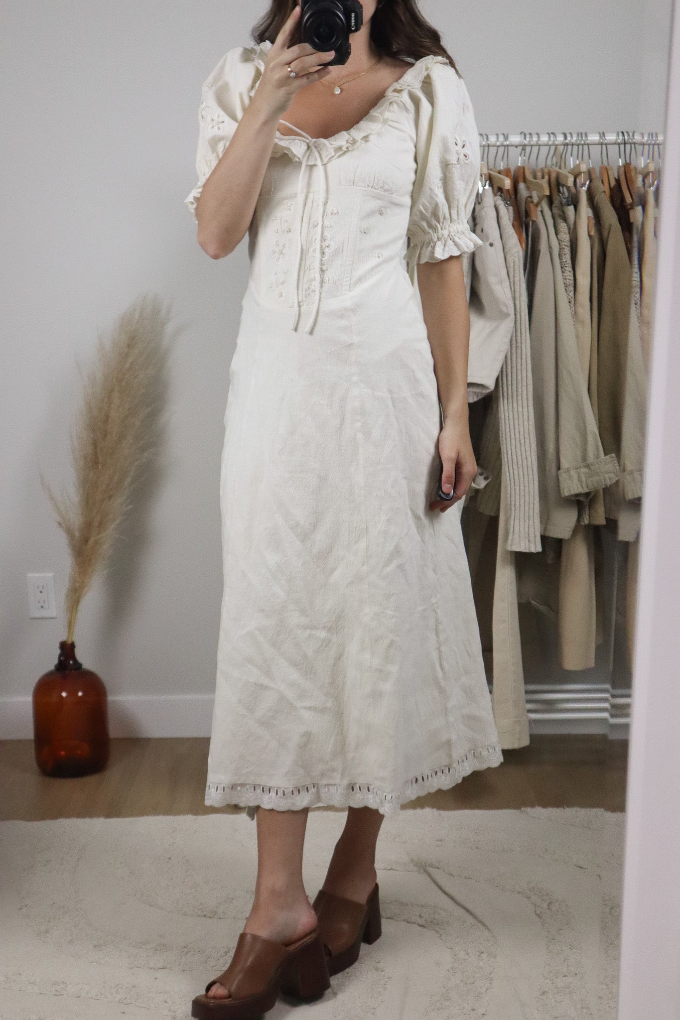 NWT x For Love & Lemons x Cotton/Linen Beaded Corset Maxi Dress (S)