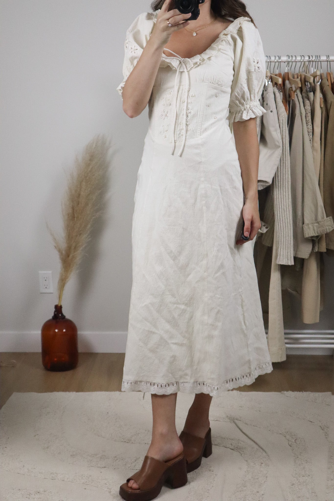 NWT x For Love & Lemons x Cotton/Linen Beaded Corset Maxi Dress (S)