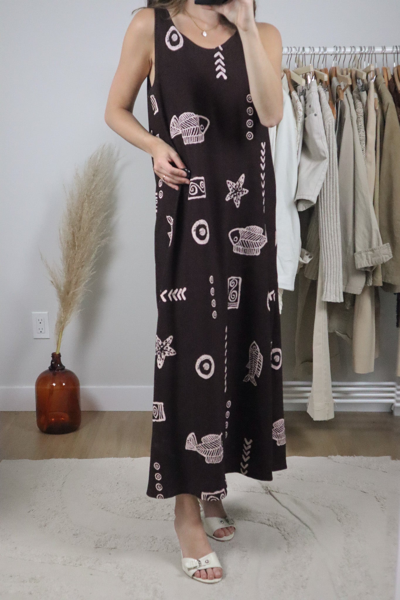 Made in USA x Vintage x Patterned Maxi Dress (M)