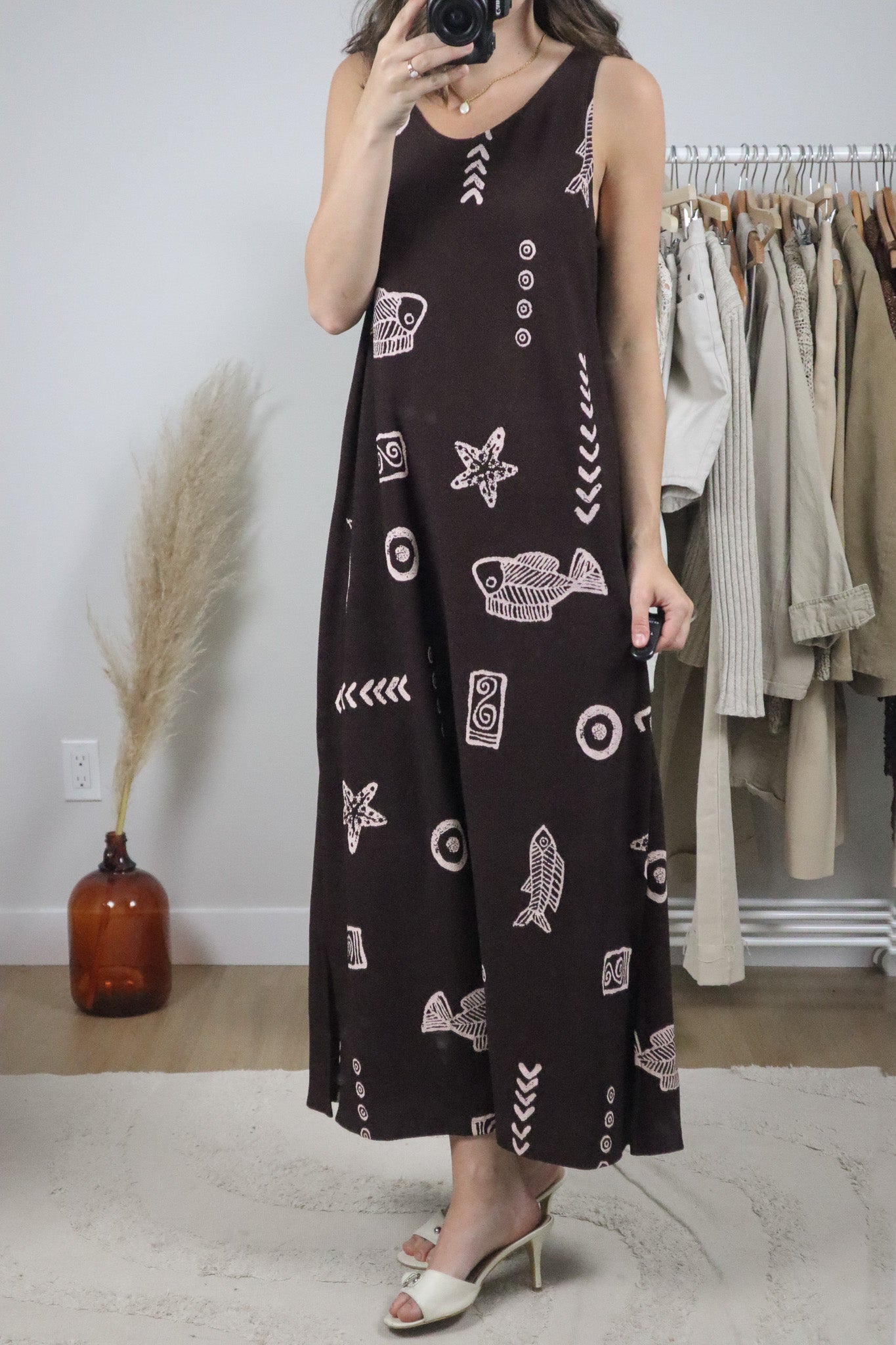Made in USA x Vintage x Patterned Maxi Dress (M)