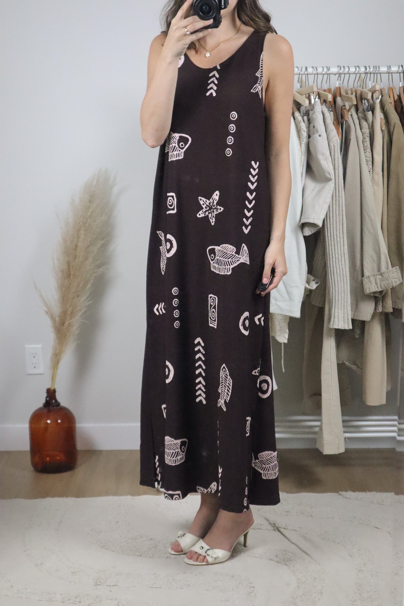 Made in USA x Vintage x Patterned Maxi Dress (M)