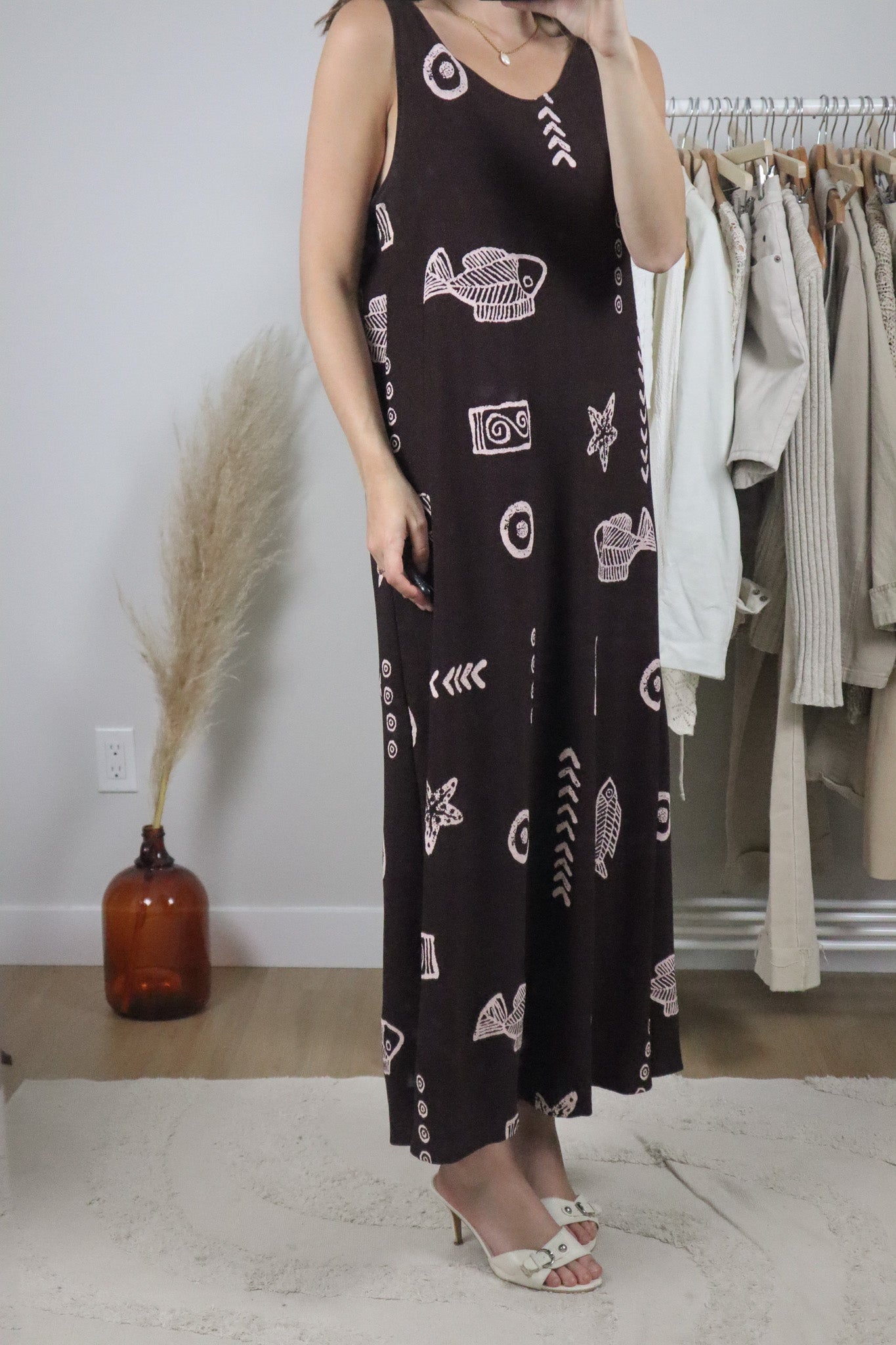 Made in USA x Vintage x Patterned Maxi Dress (M)