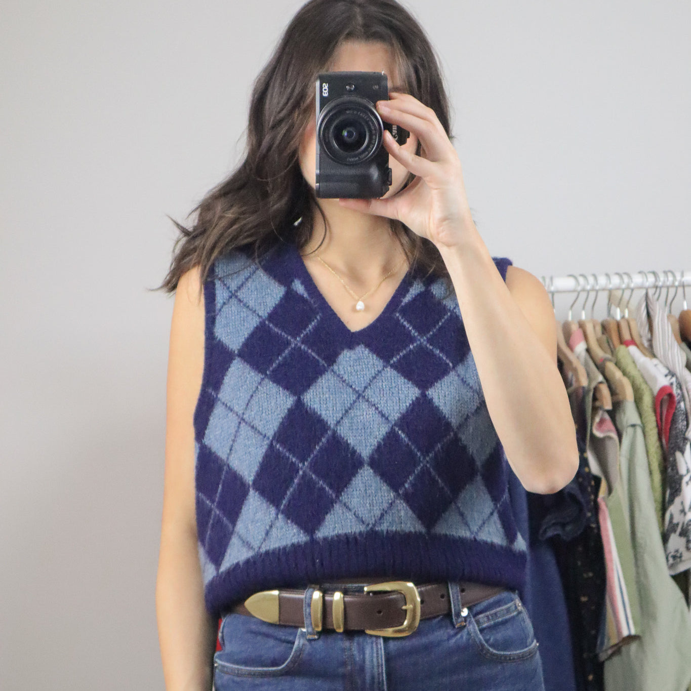Vintage x Argyle Mohair Blend Sweater Vest (M)