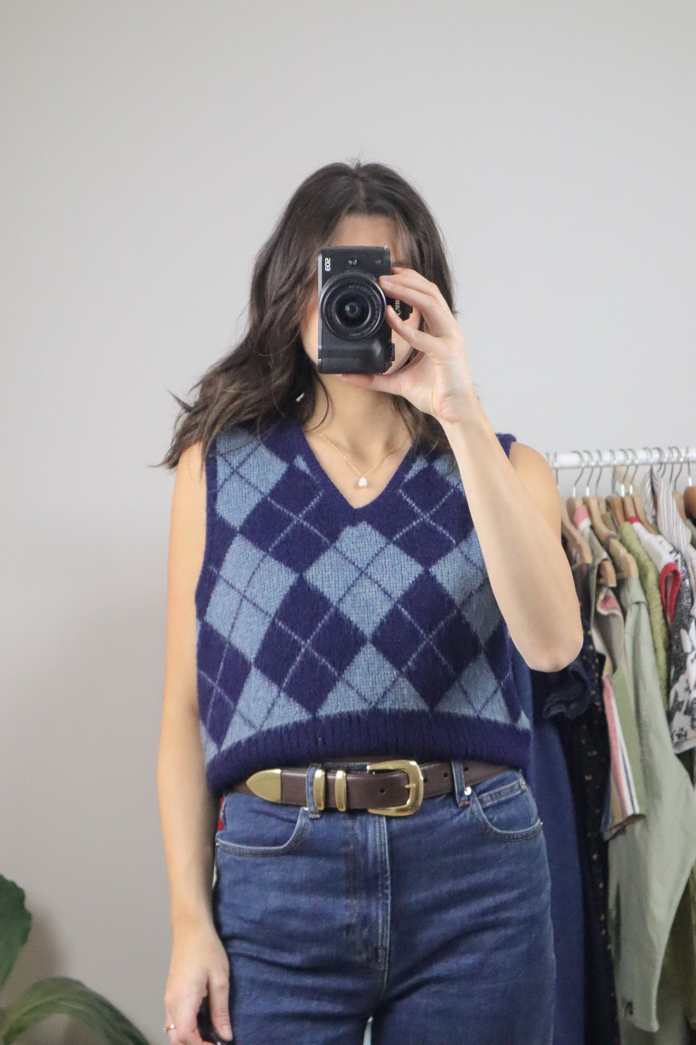 Vintage x Argyle Mohair Blend Sweater Vest (M)