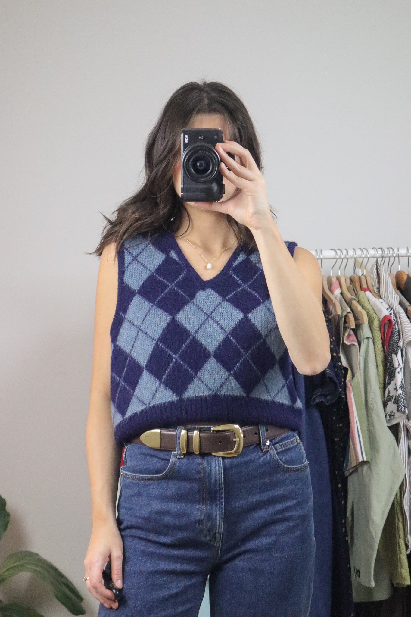 Vintage x Argyle Mohair Blend Sweater Vest (M)