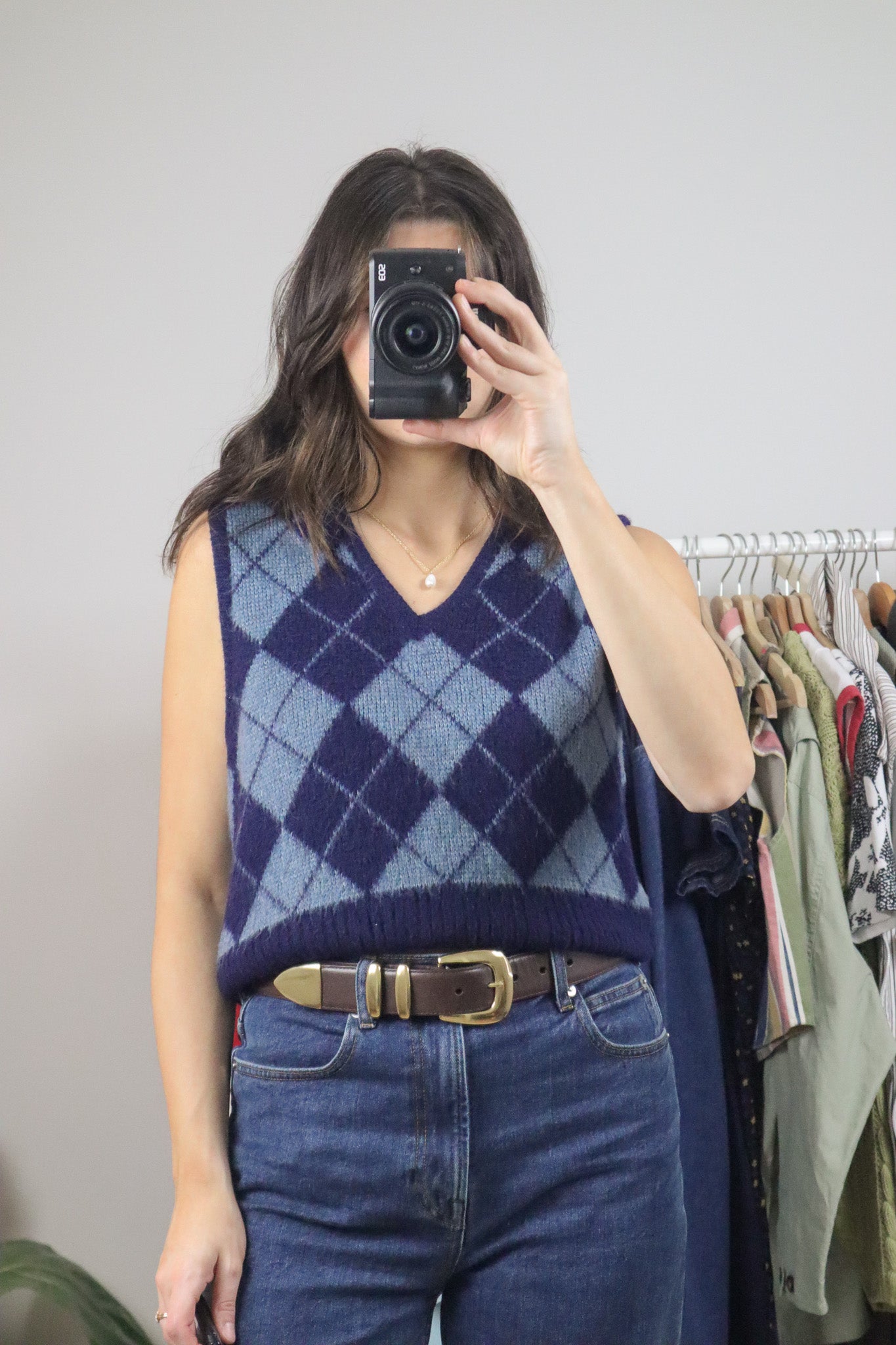 Vintage x Argyle Mohair Blend Sweater Vest (M)