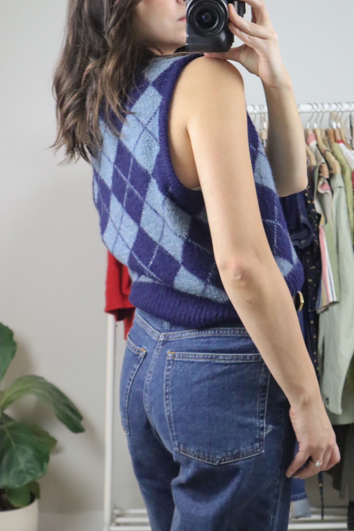 Vintage x Argyle Mohair Blend Sweater Vest (M)
