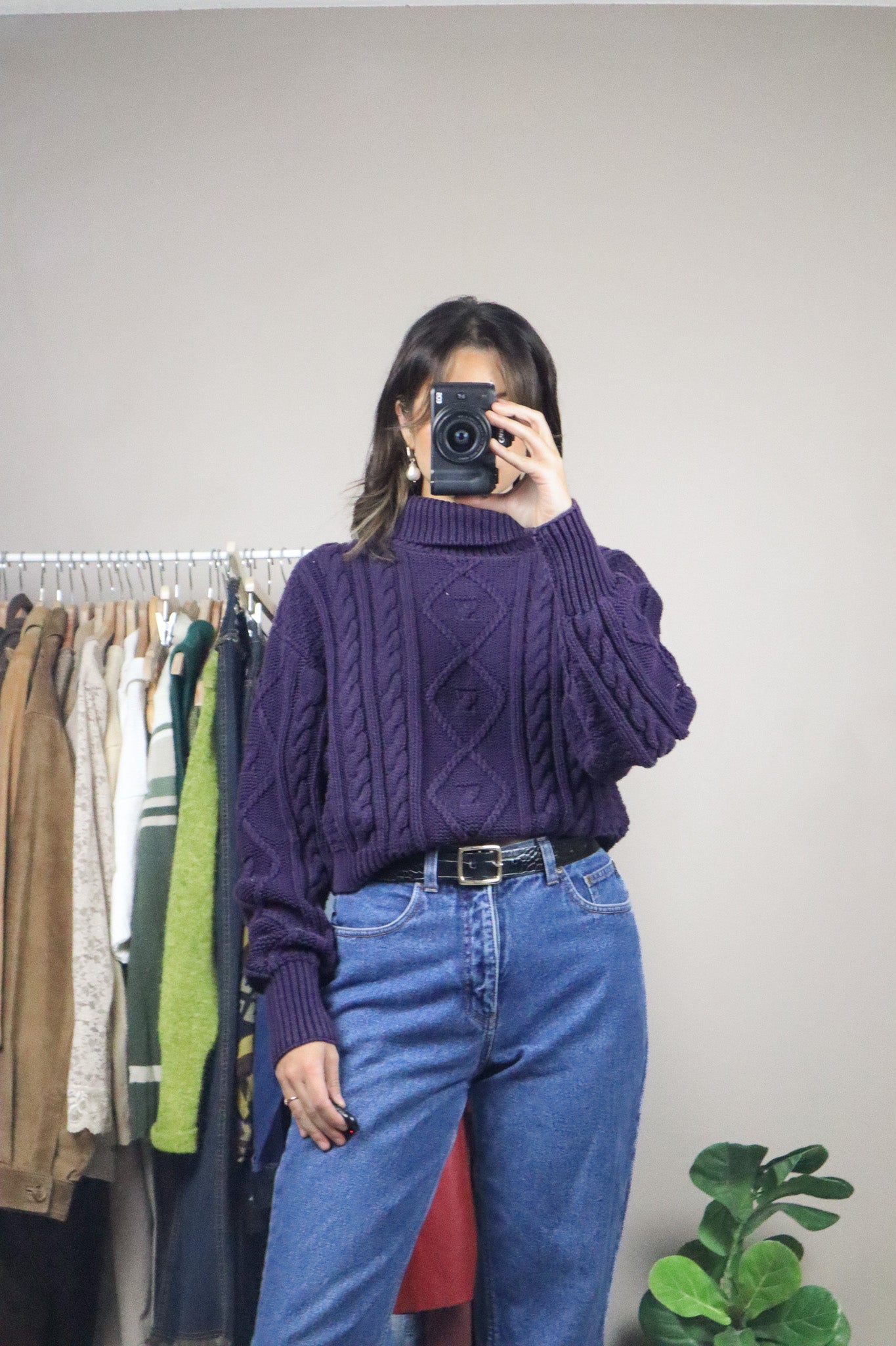 Vintage x Cable Knit Cropped Sweater (S)