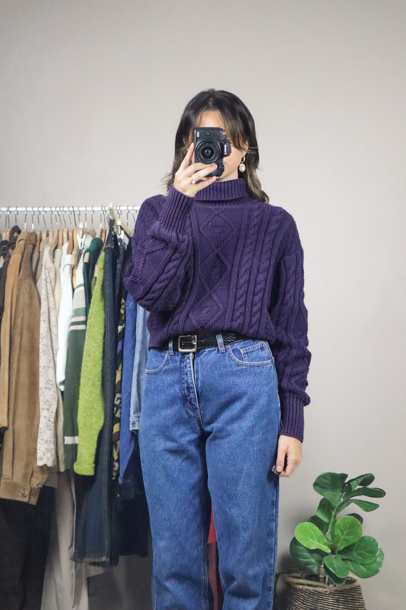Vintage x Cable Knit Cropped Sweater (S)