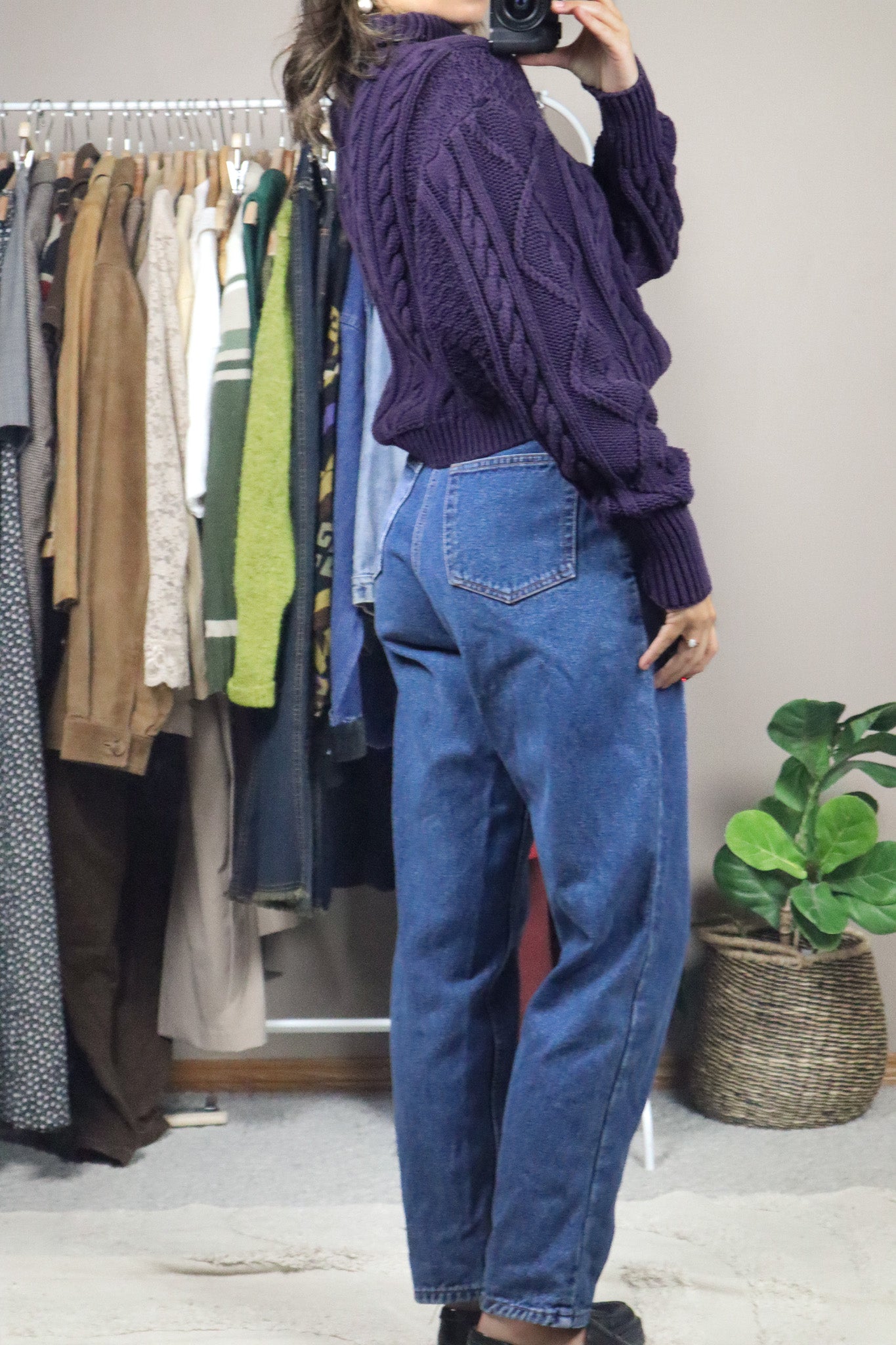 Vintage x Cable Knit Cropped Sweater (S)