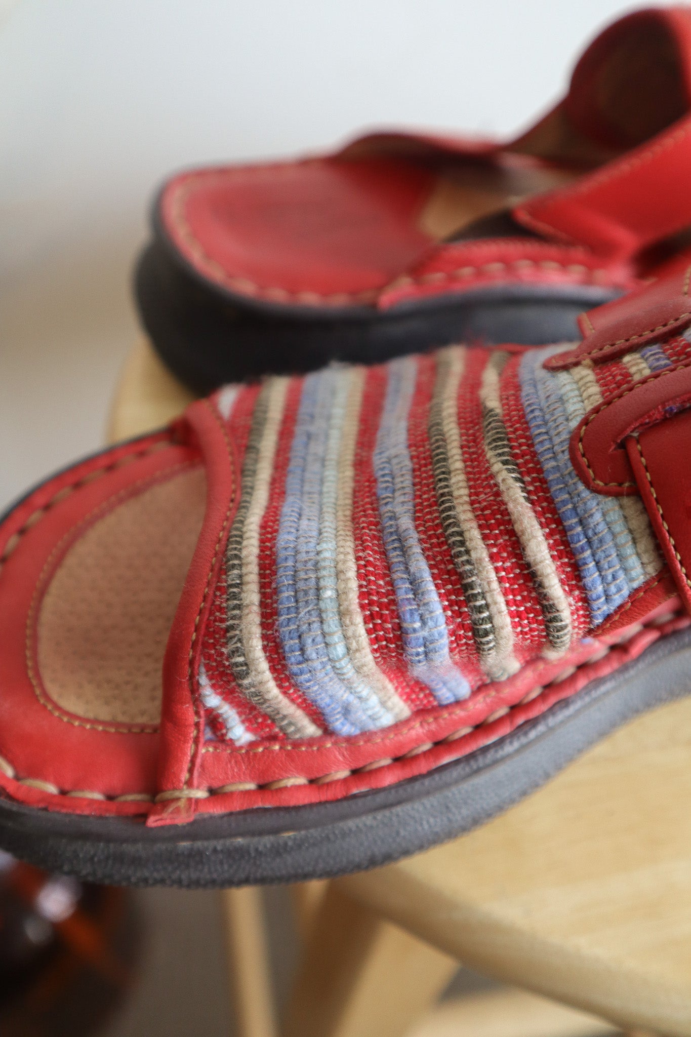 Vintage x Leather/Fabric Slides (6/6.5)