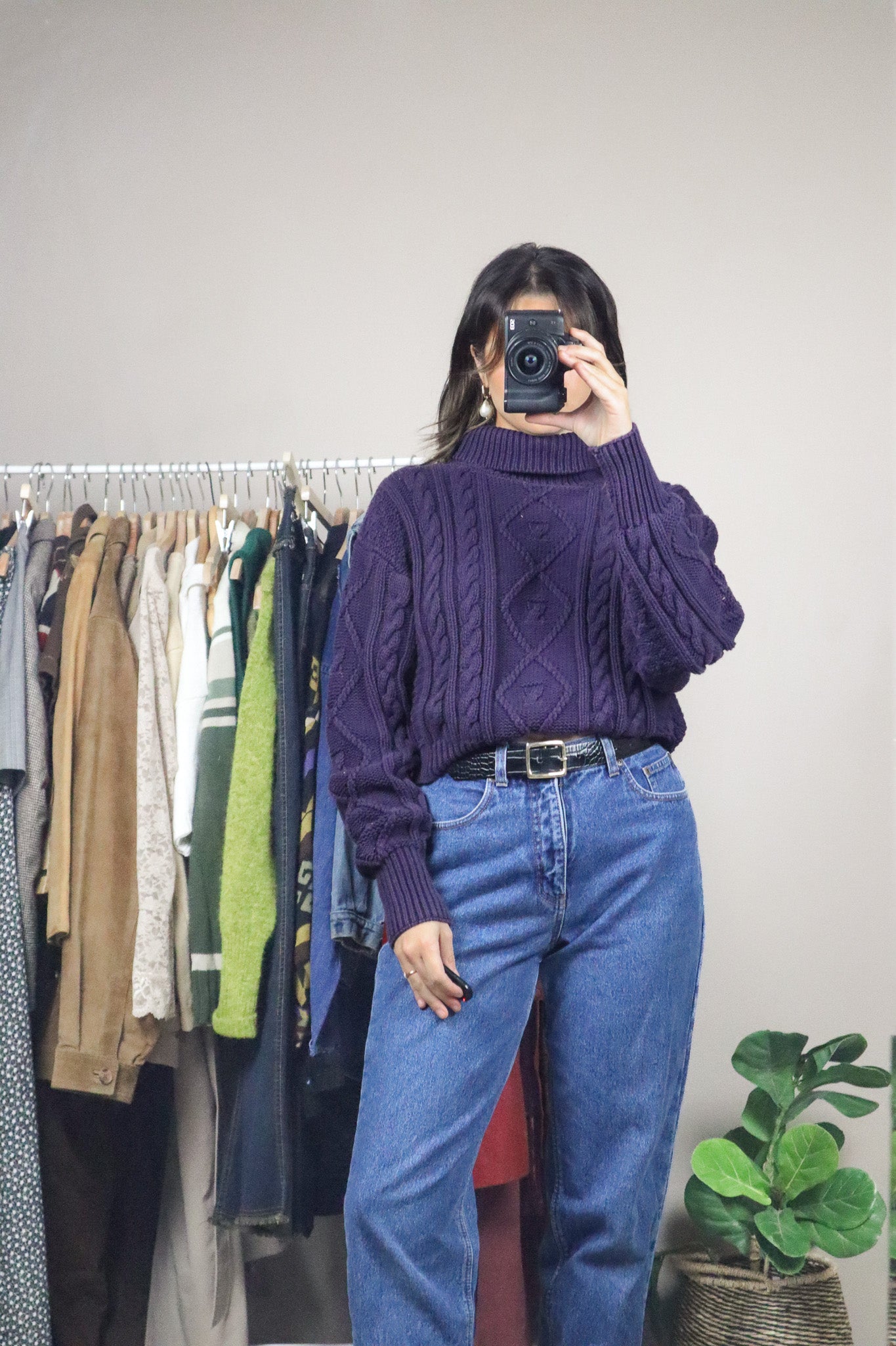 Vintage x Cable Knit Cropped Sweater (S)