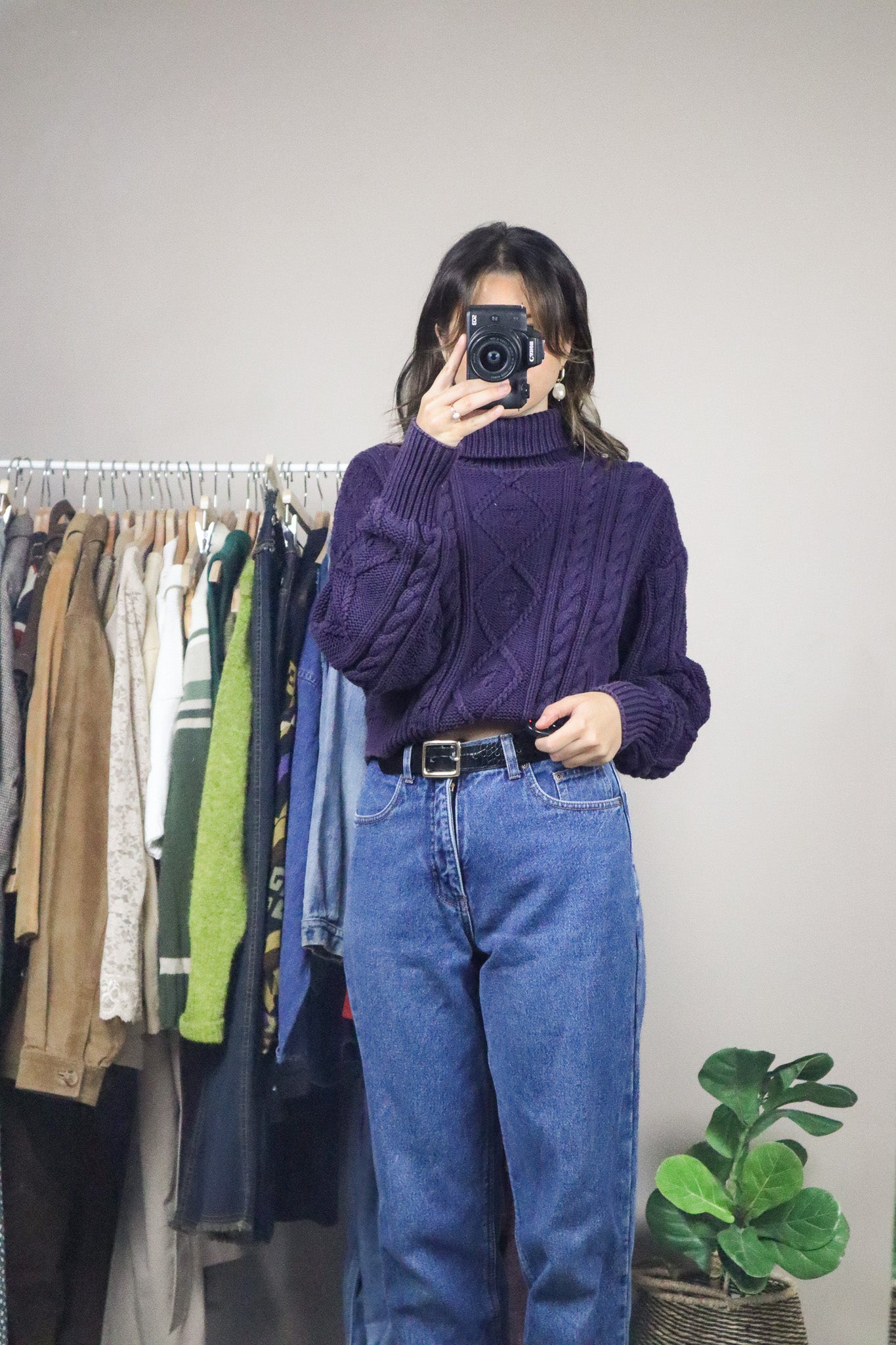 Vintage x Cable Knit Cropped Sweater (S)