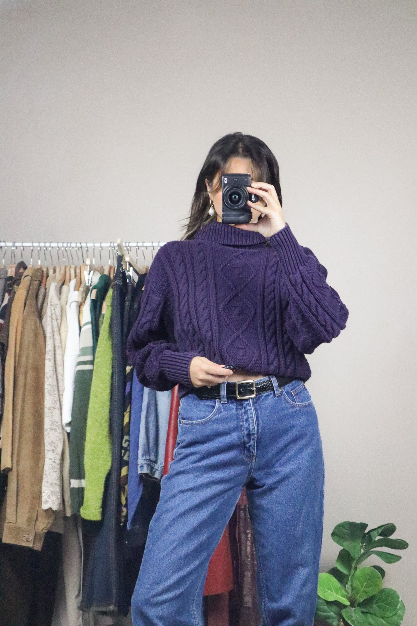 Vintage x Cable Knit Cropped Sweater (S)