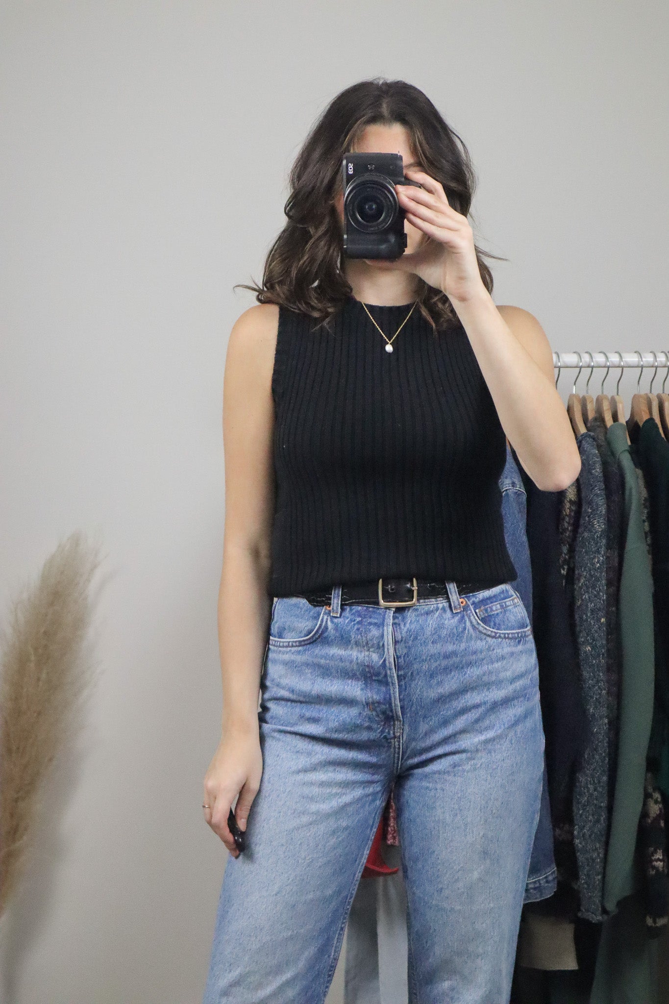 Vintage x Ribbed Knit Tank Top (S/M)