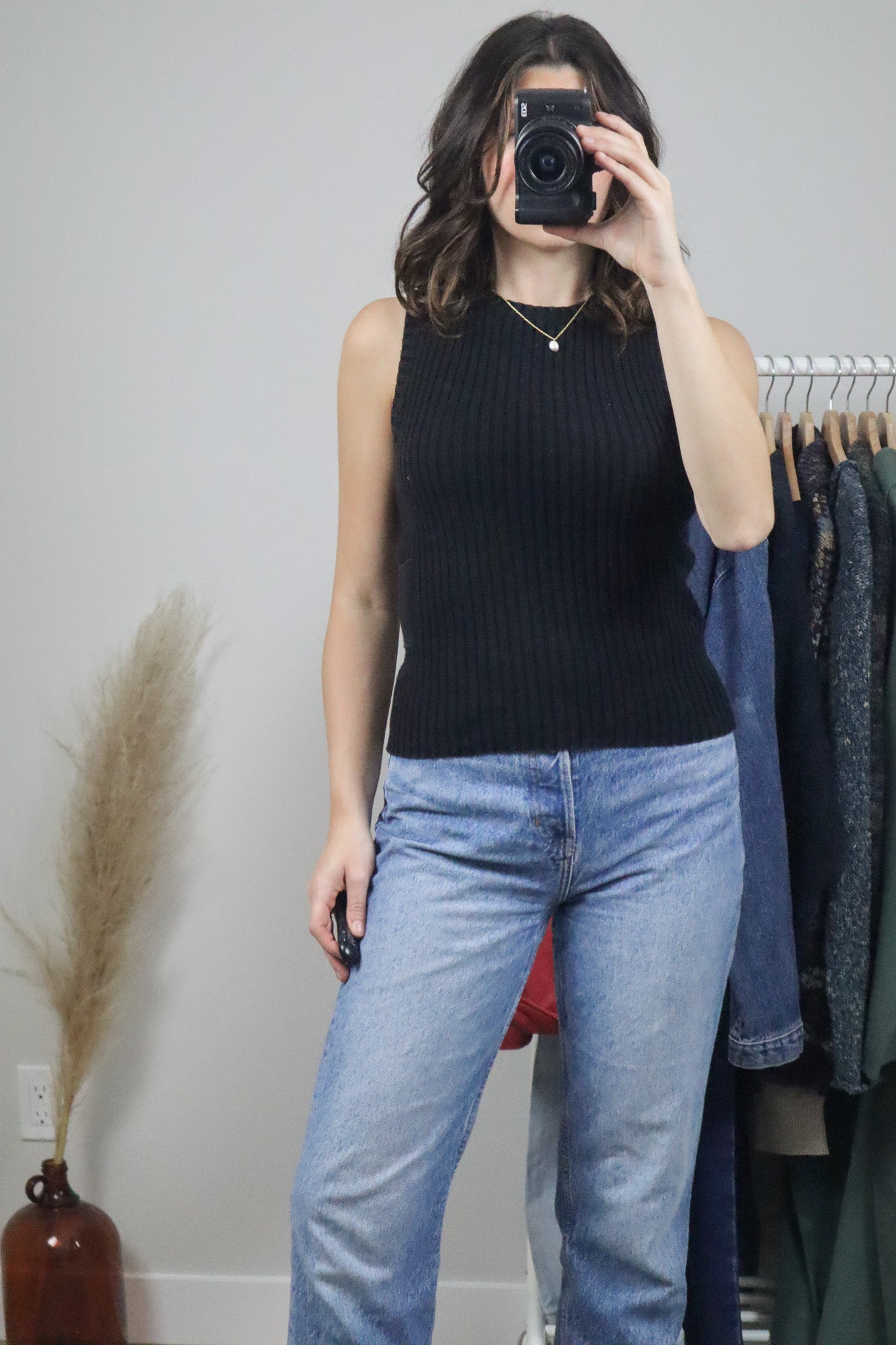 Vintage x Ribbed Knit Tank Top (S/M)