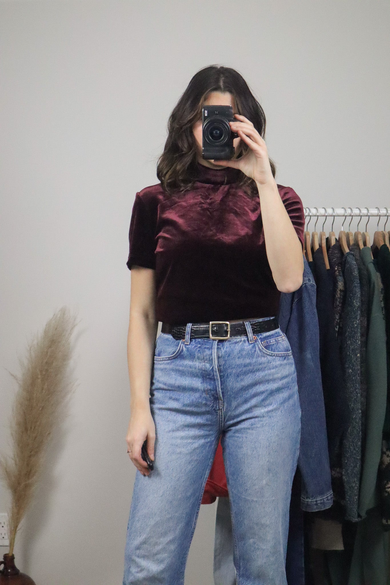Made in Canada x Vintage x Velvet Mock-Neck (S/M)