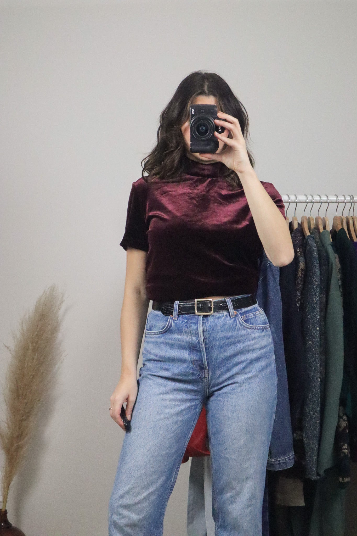 Made in Canada x Vintage x Velvet Mock-Neck (S/M)