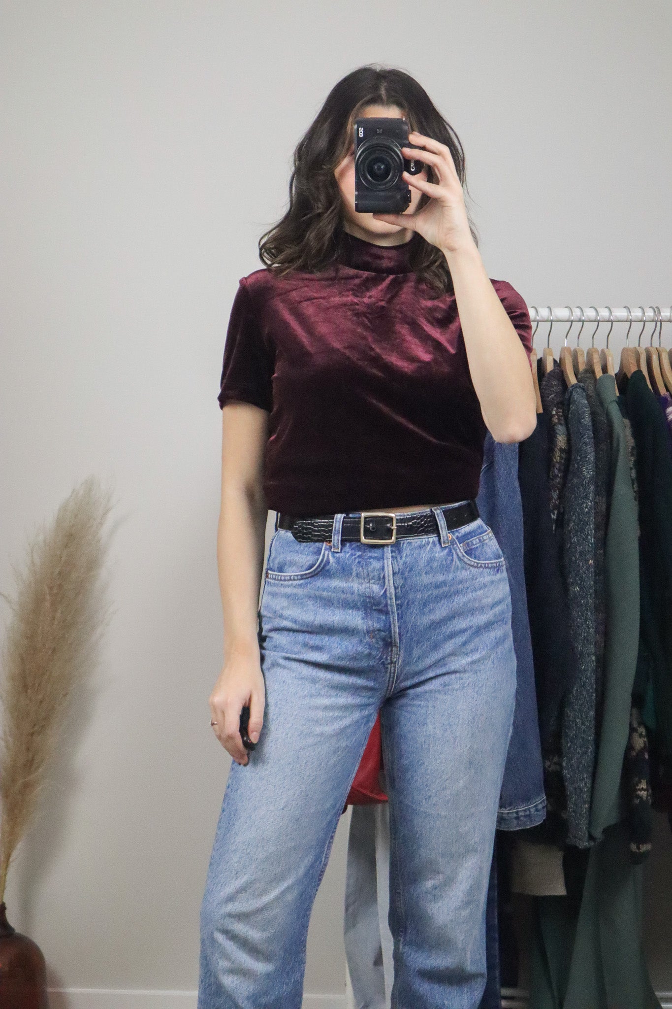 Made in Canada x Vintage x Velvet Mock-Neck (S/M)