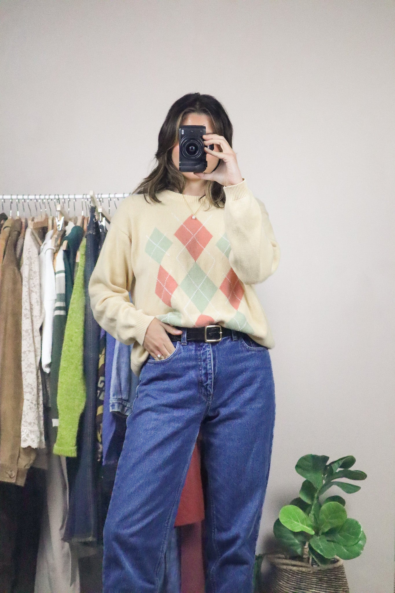 Vintage x Argyle Sweater (M)