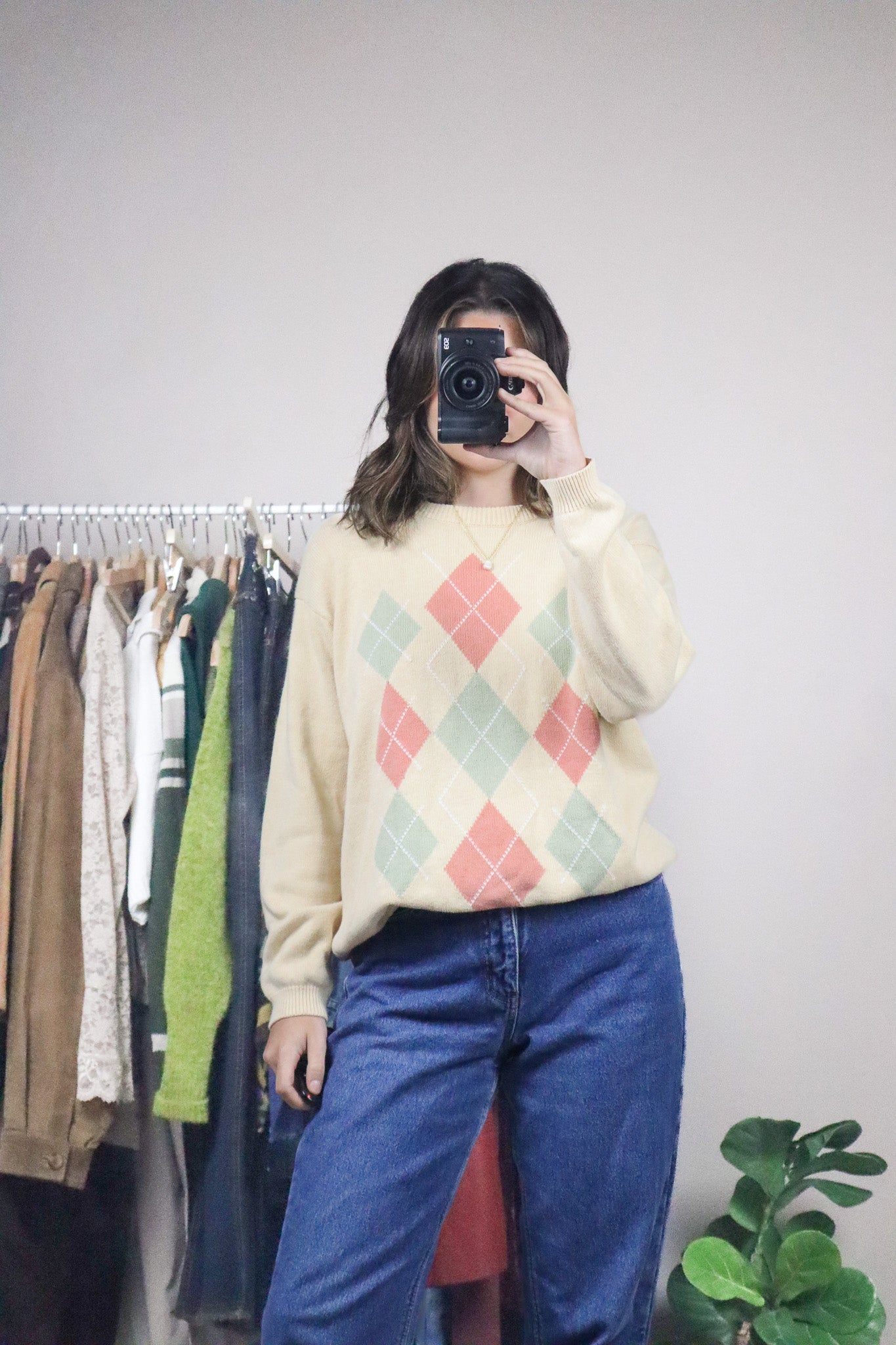 Vintage x Argyle Sweater (M)