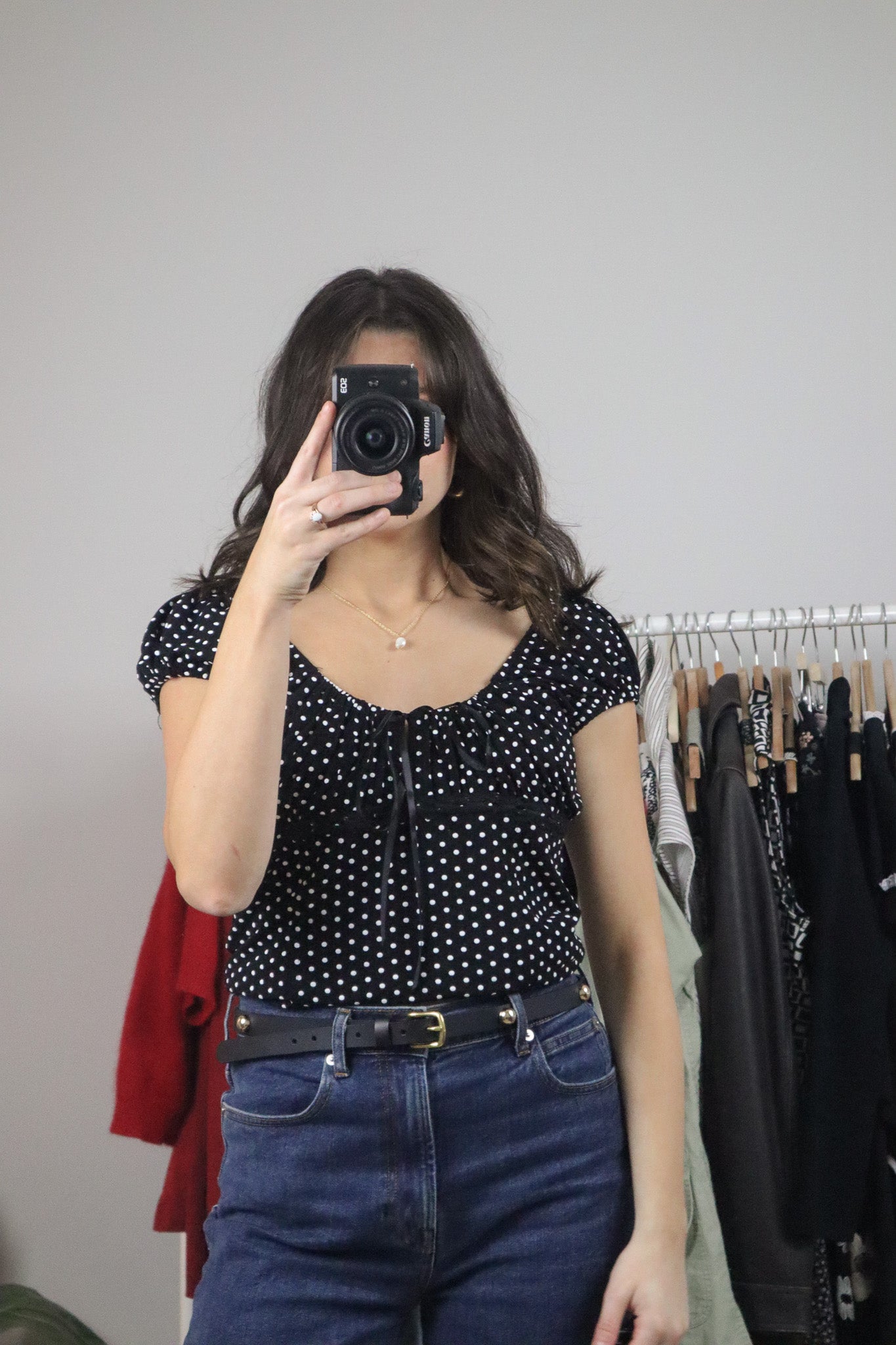 Vintage x Polkadot Milkmaid Blouse (L)