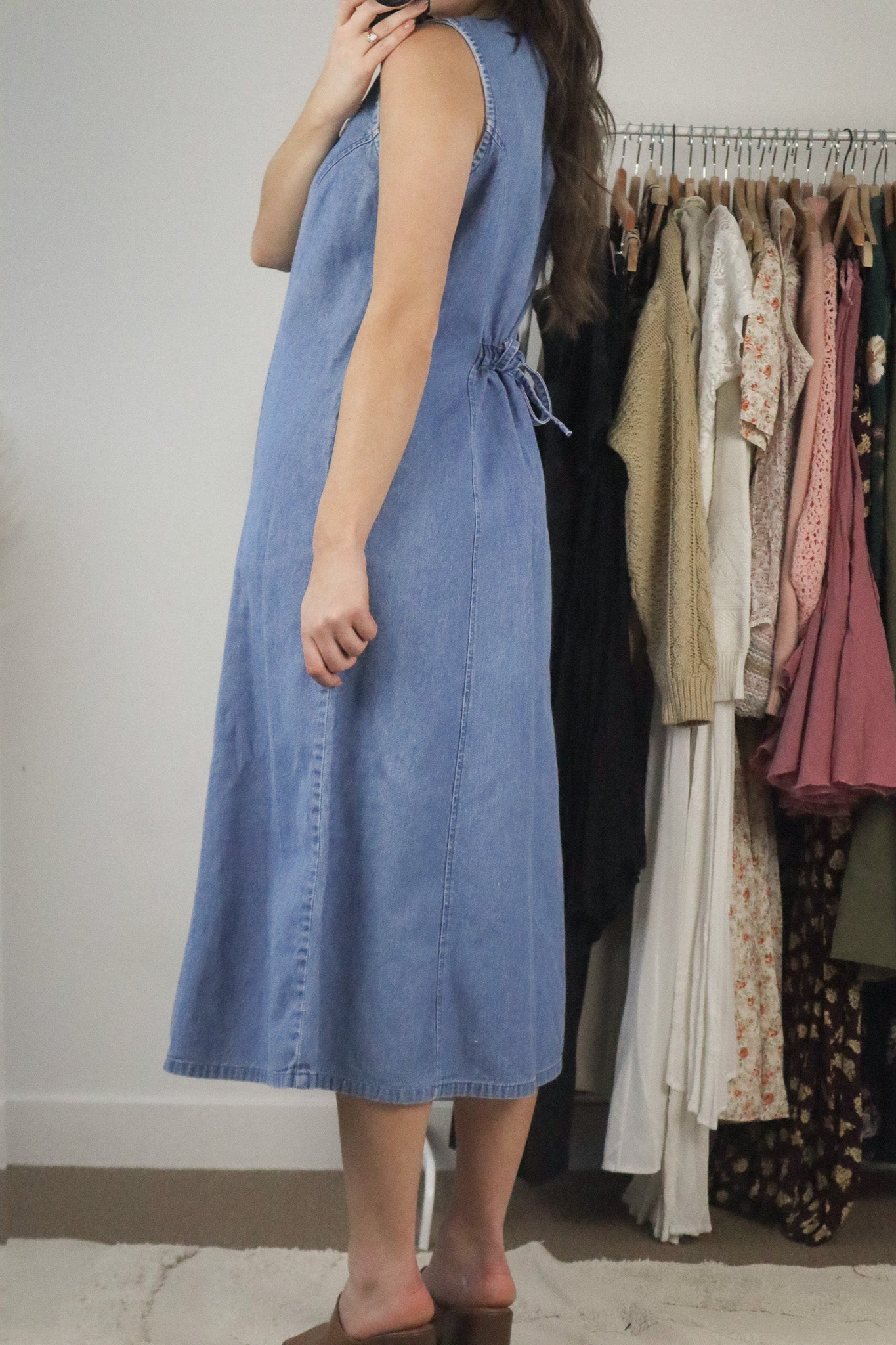 Vintage x Embroidered Denim Midi Dress (6)