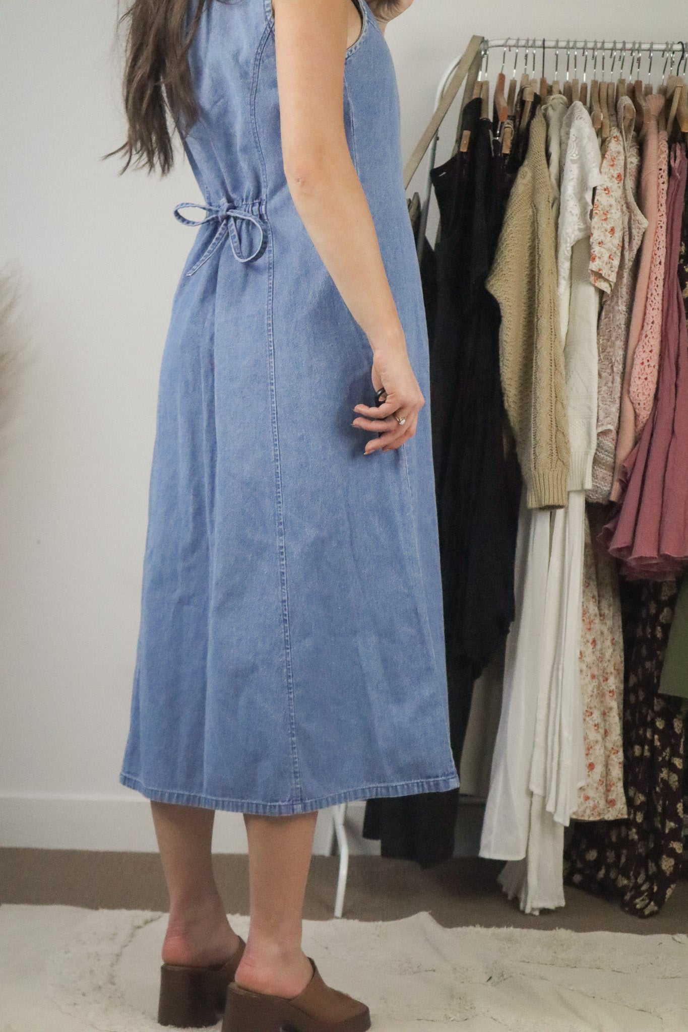 Vintage x Embroidered Denim Midi Dress (6)